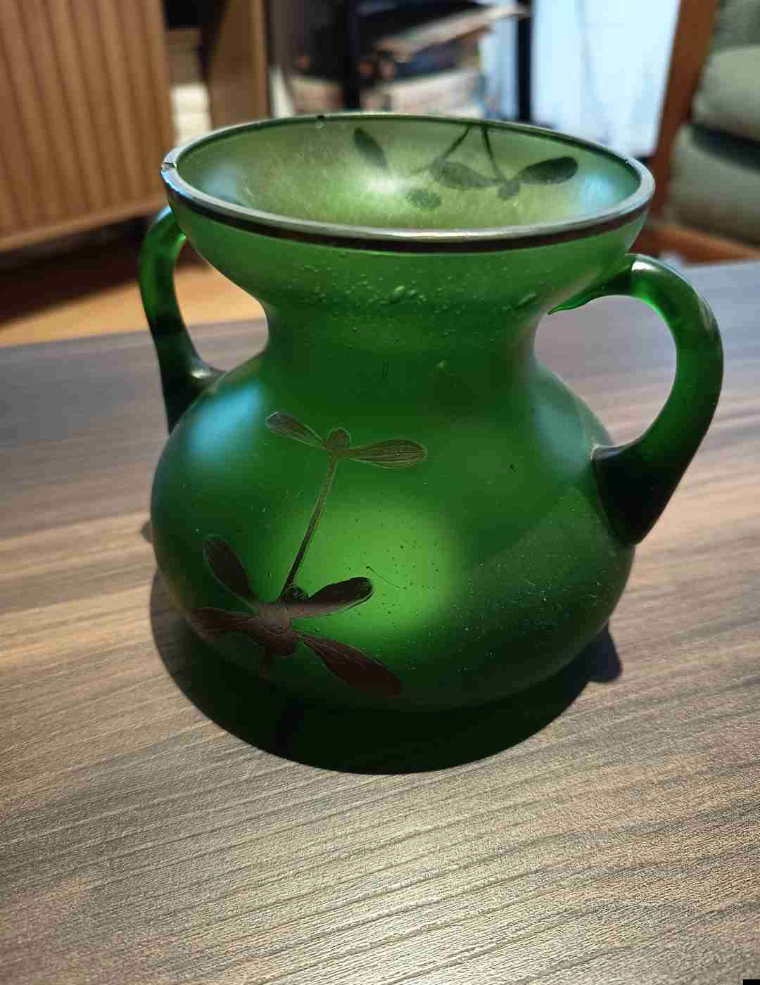 Florero de vidrio verde decorativo - miniatura 2