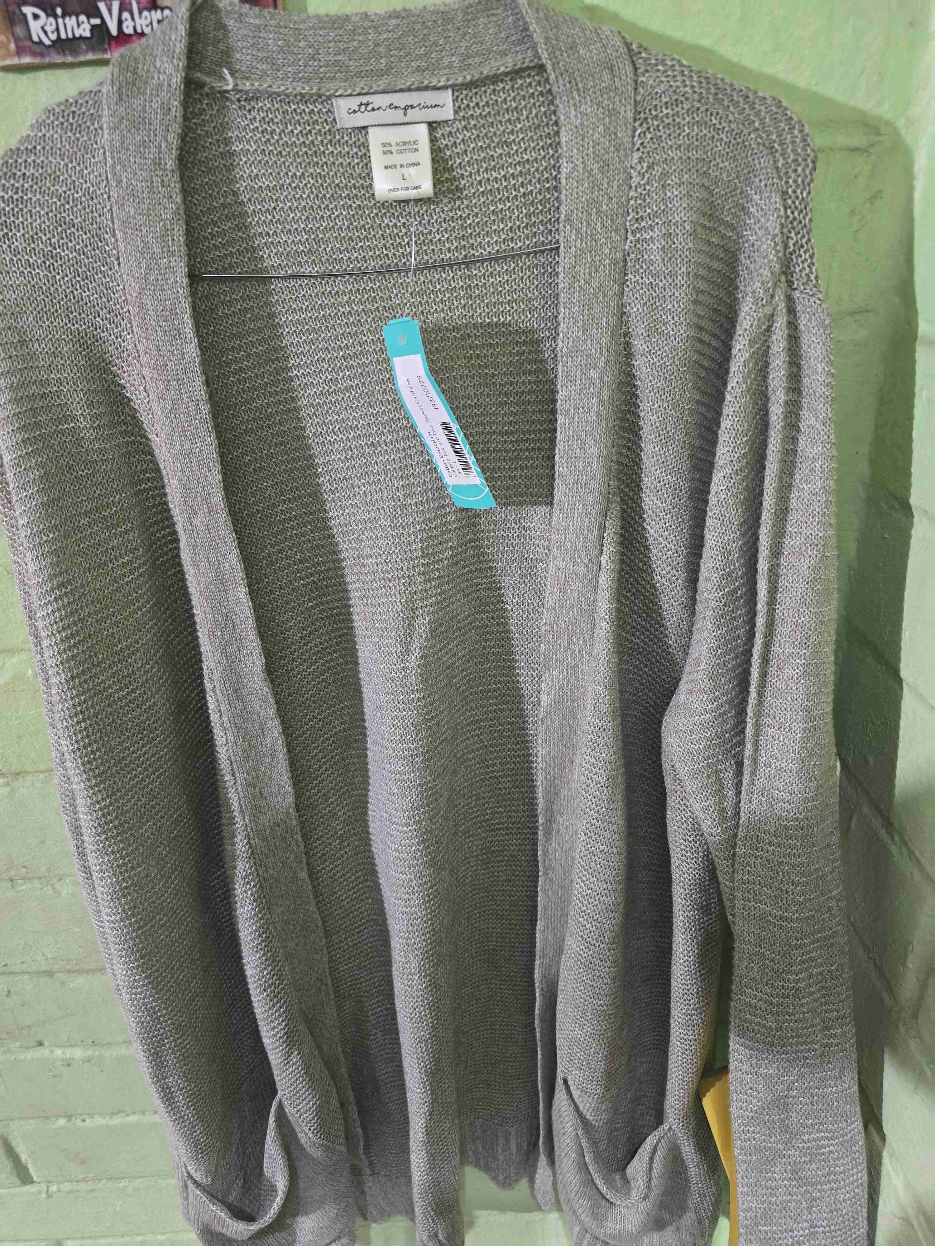 Cardigan gris estilo abierto - miniatura 1