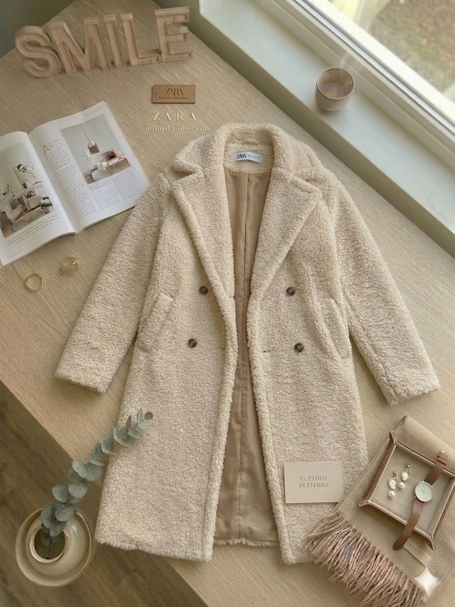 Abrigo Teddy Zara largo - miniatura 2