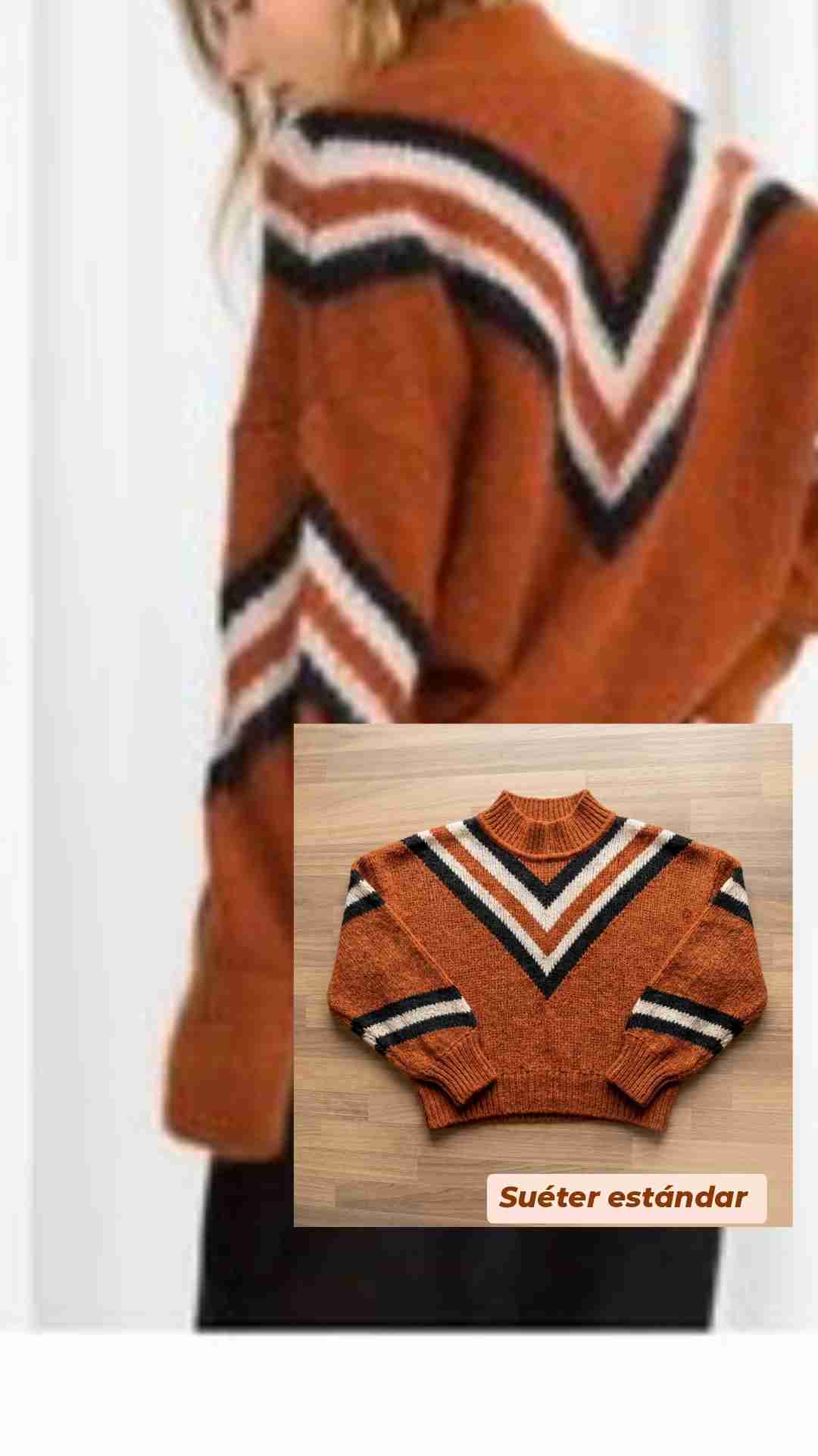 Suéter color marrón con franjas