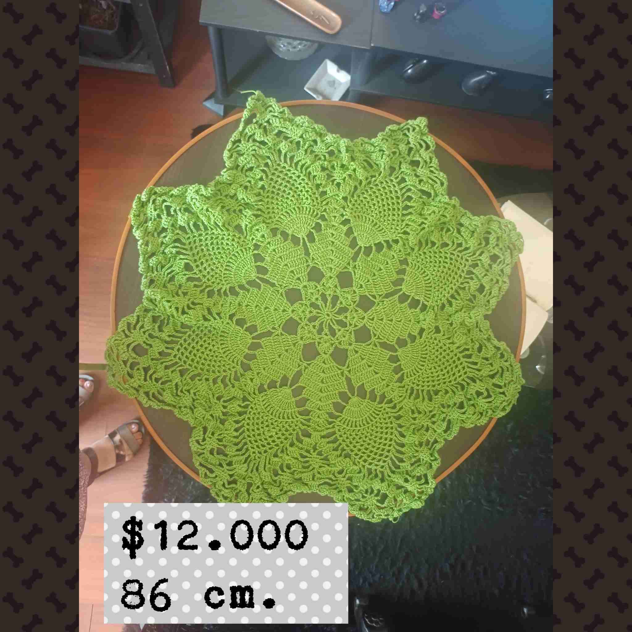 Centro de mesa tejido verde