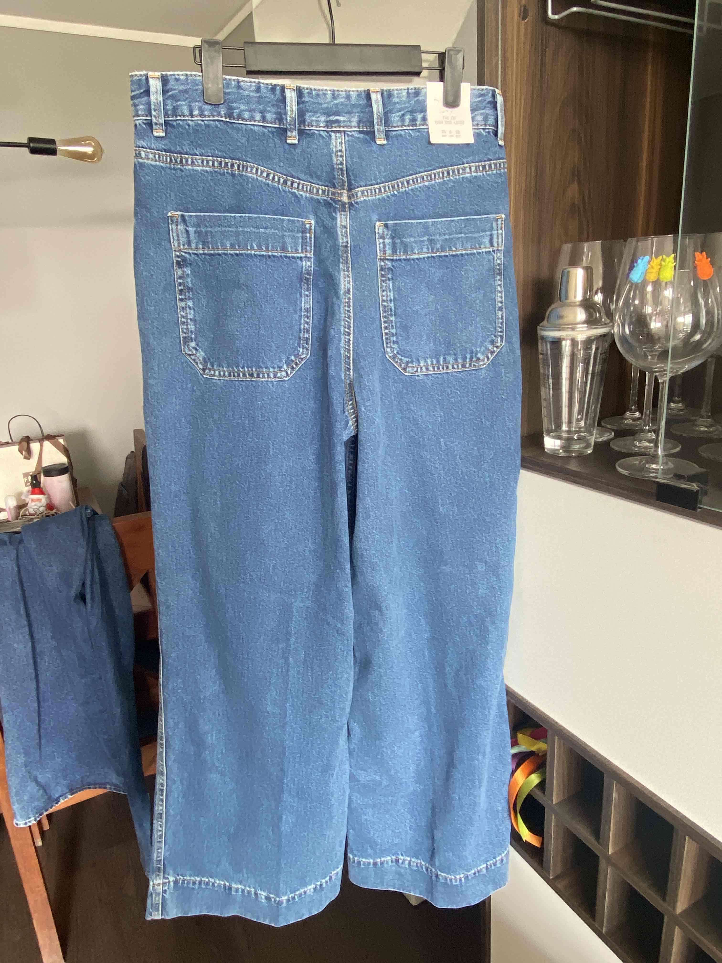 Jeans anchos tiro alto azul Zara - miniatura 3