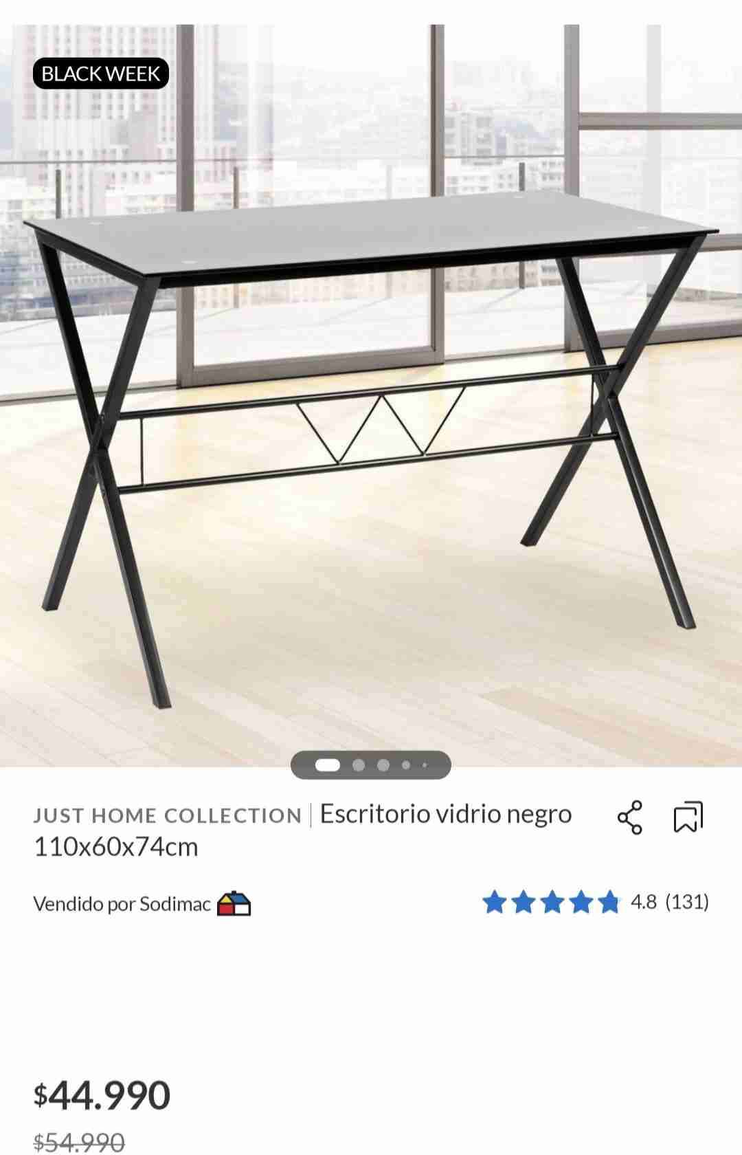 Escritorio vidrio negro 110x60x74cm - miniatura 1