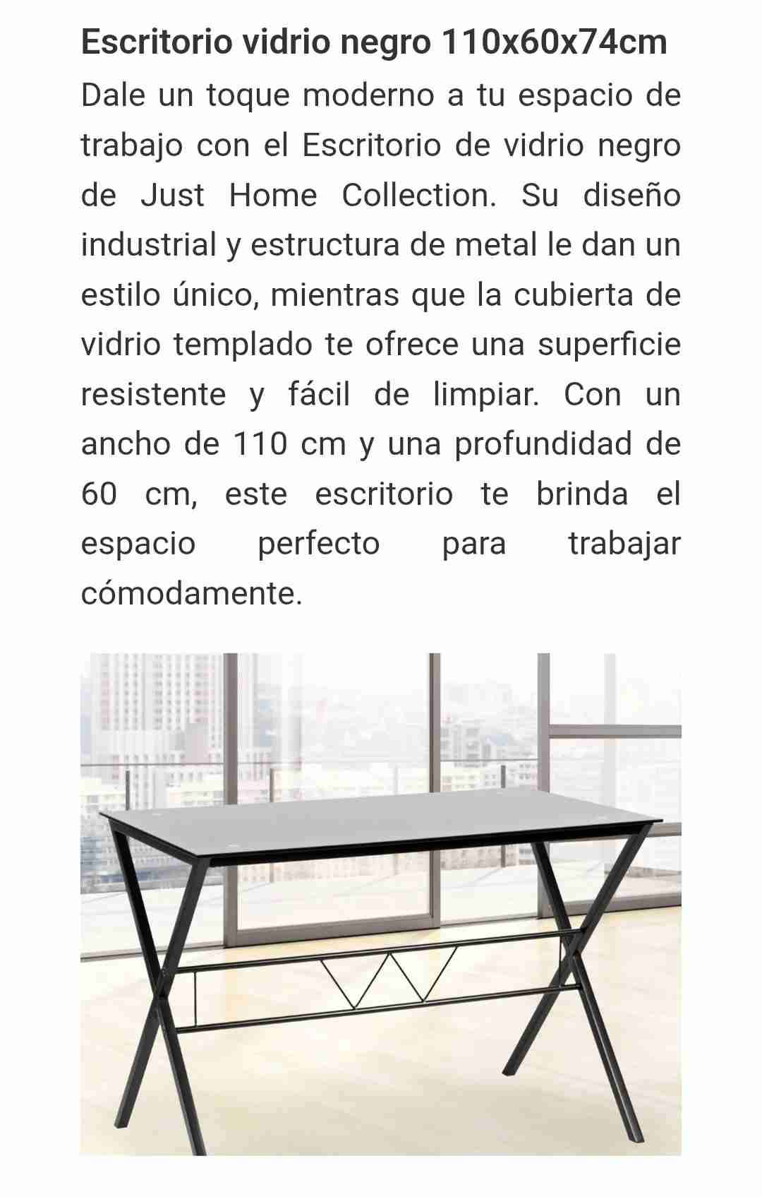 Escritorio vidrio negro 110x60x74cm - miniatura 2