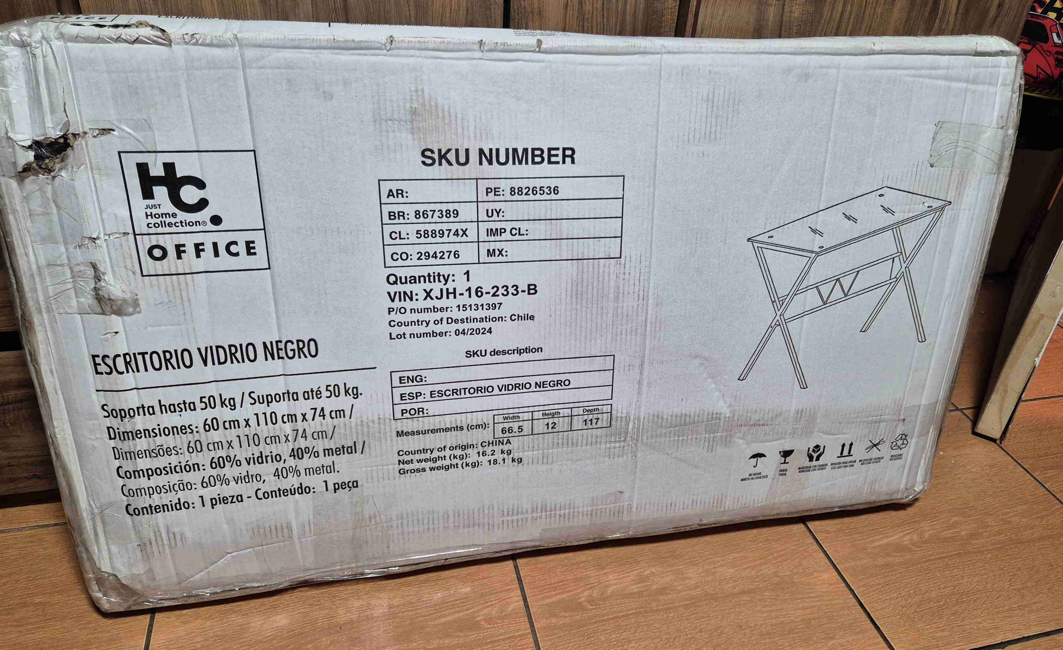 Escritorio vidrio negro 110x60x74cm - miniatura 5