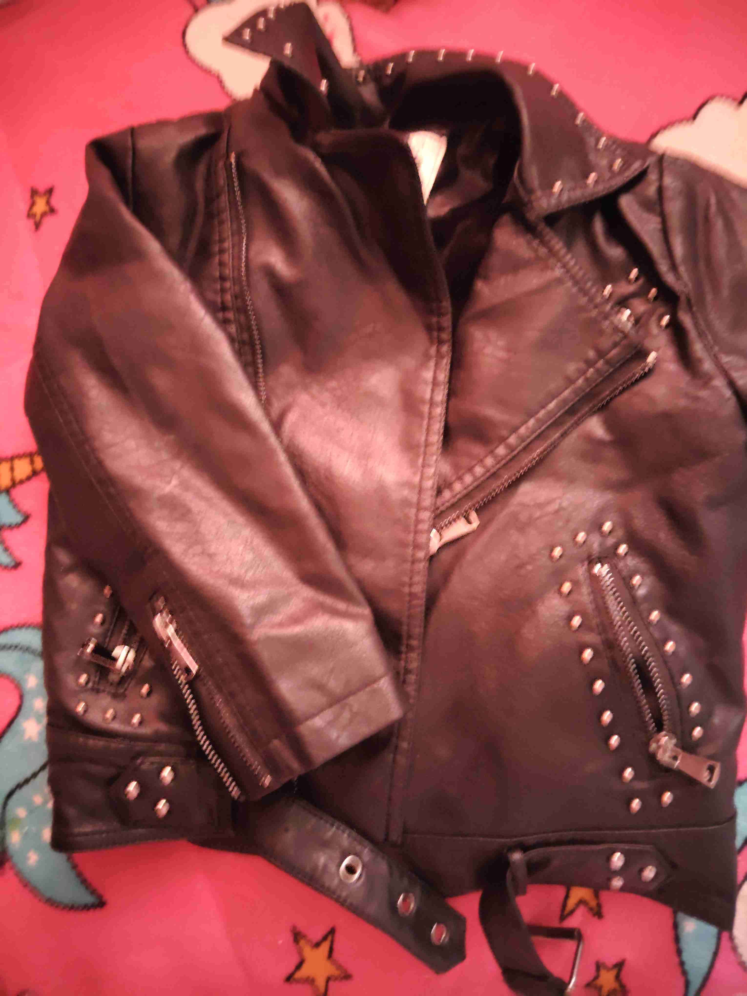 Chaqueta de cuero negra con tachas - miniatura 1