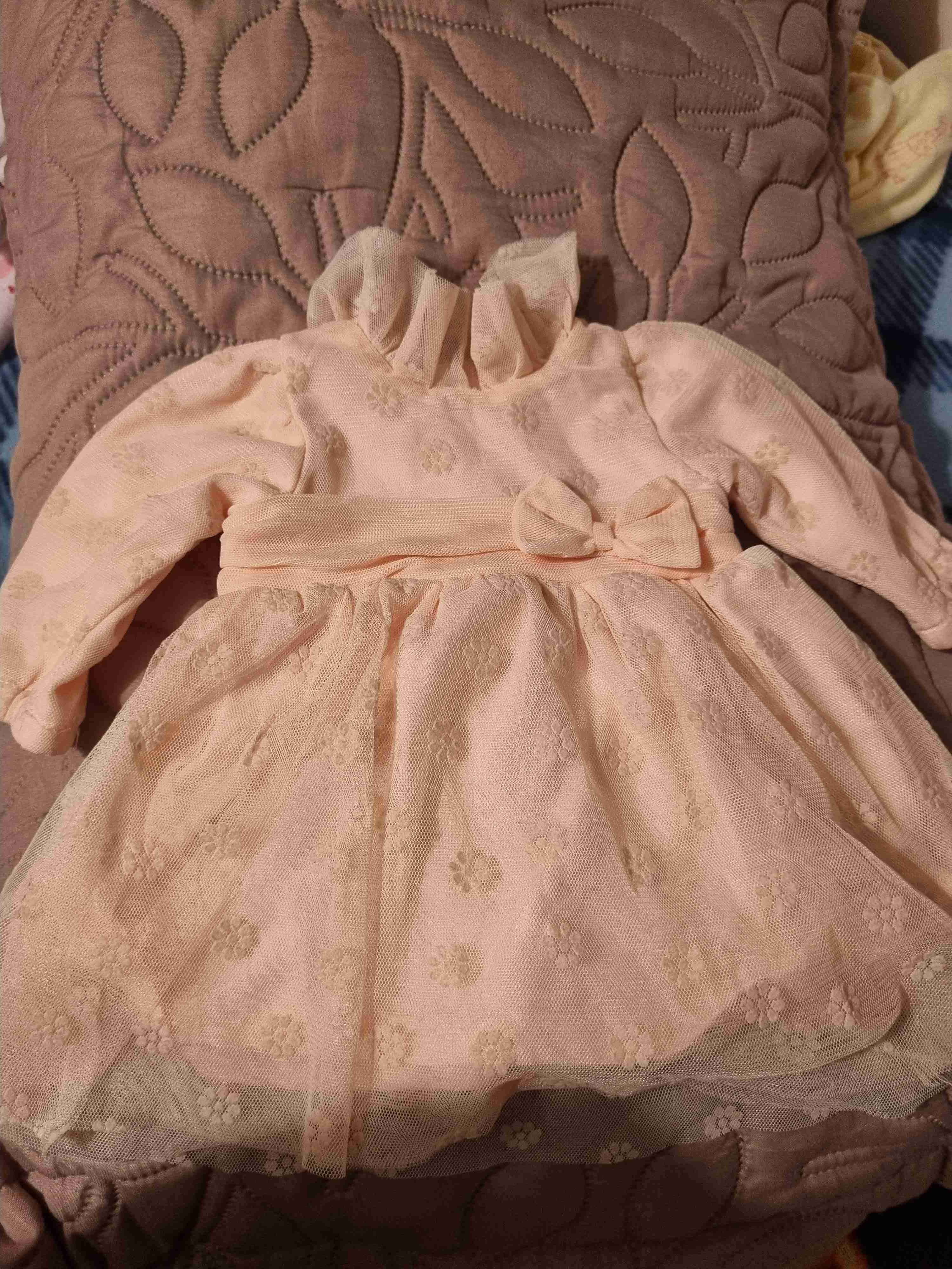 Vestido bebé rosa con encaje - miniatura 2