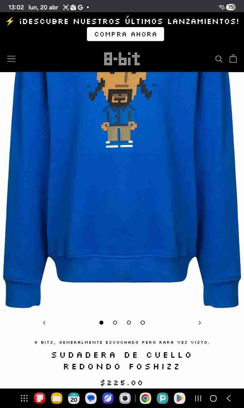 Polerón azul con diseño pixelado,8 Bit.Snoop  Doog - miniatura 3