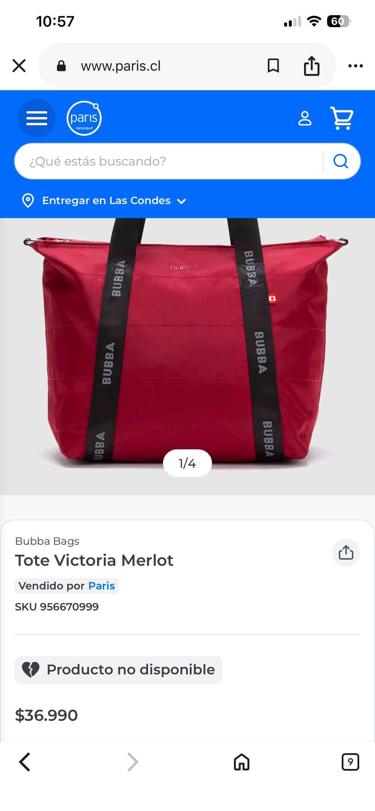 Bolso tote rojo Bubba - miniatura 1