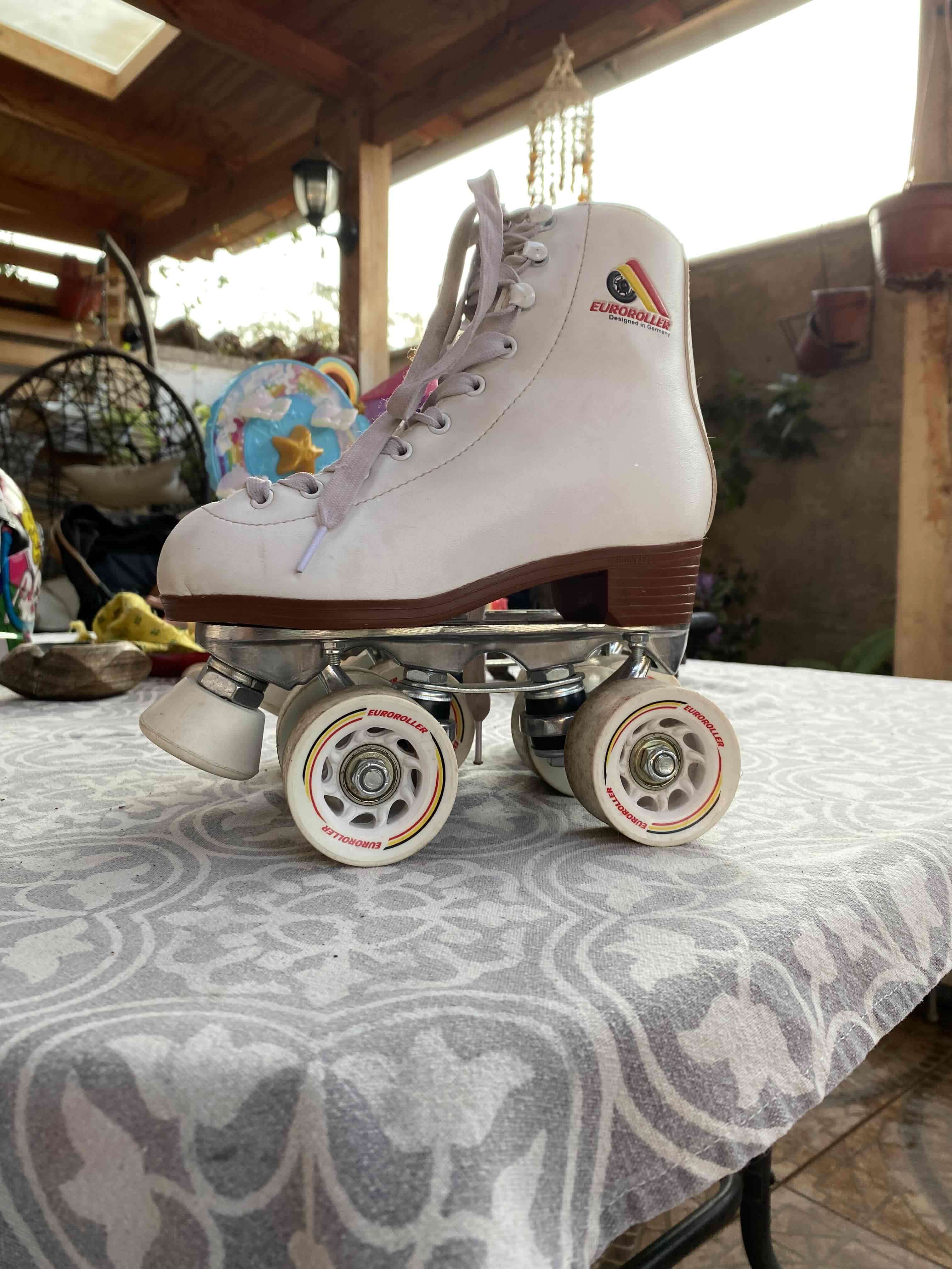 Patines retro blancos Euro Roller - miniatura 1