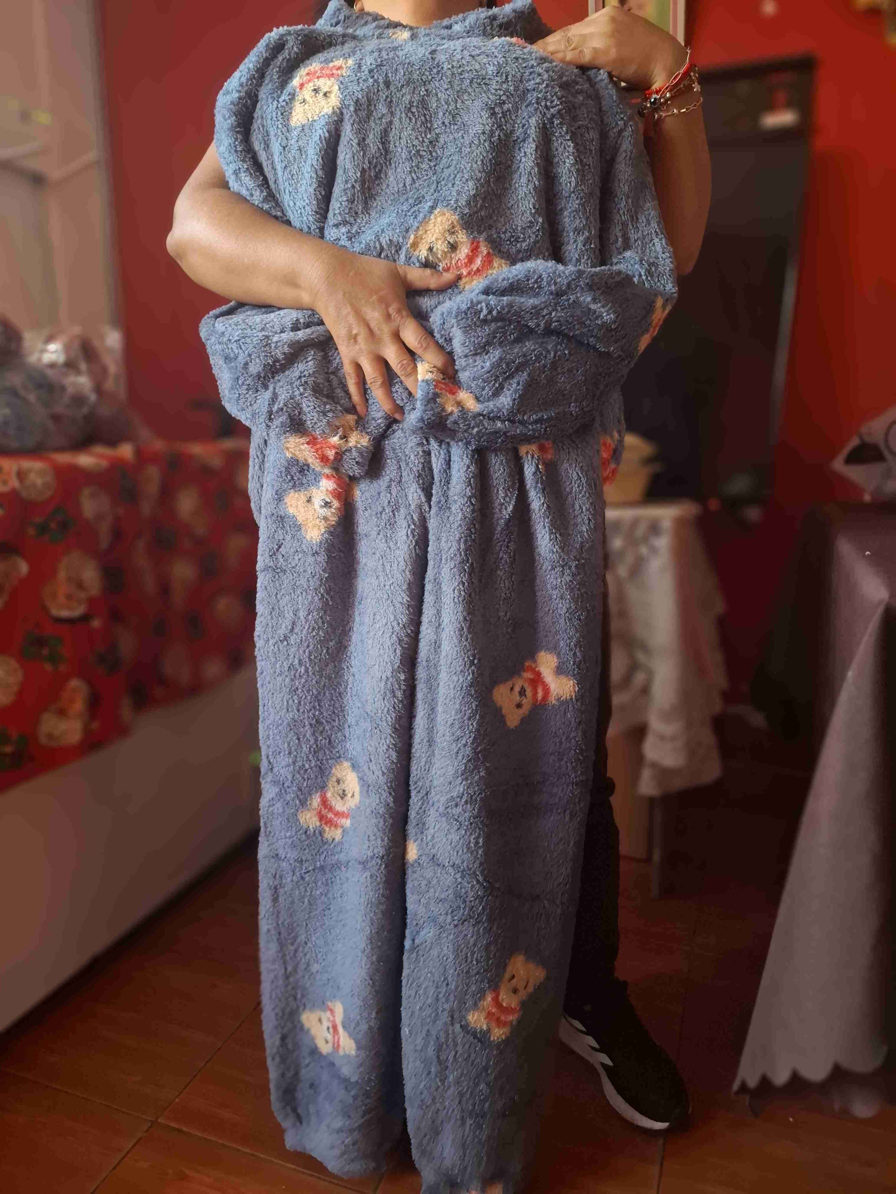 Pijama polar rosa con diseño oso - miniatura 4