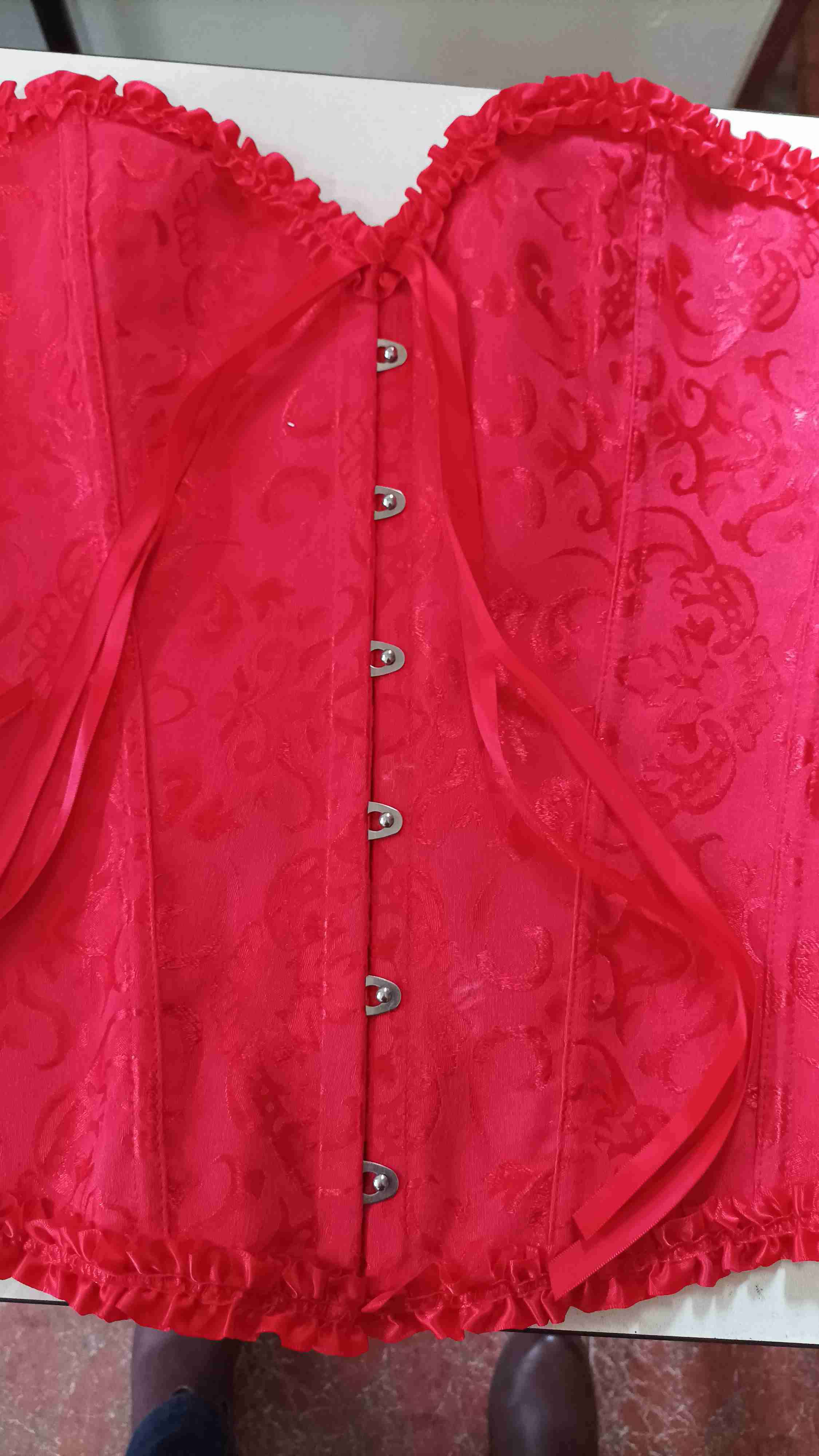 Corset rojo con encaje - miniatura 2