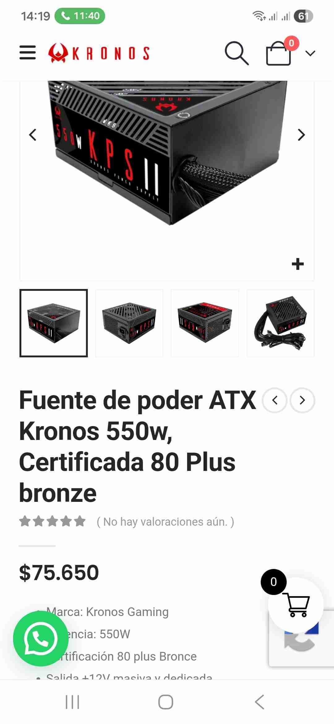 Fuente de poder ATX Kronos 550W