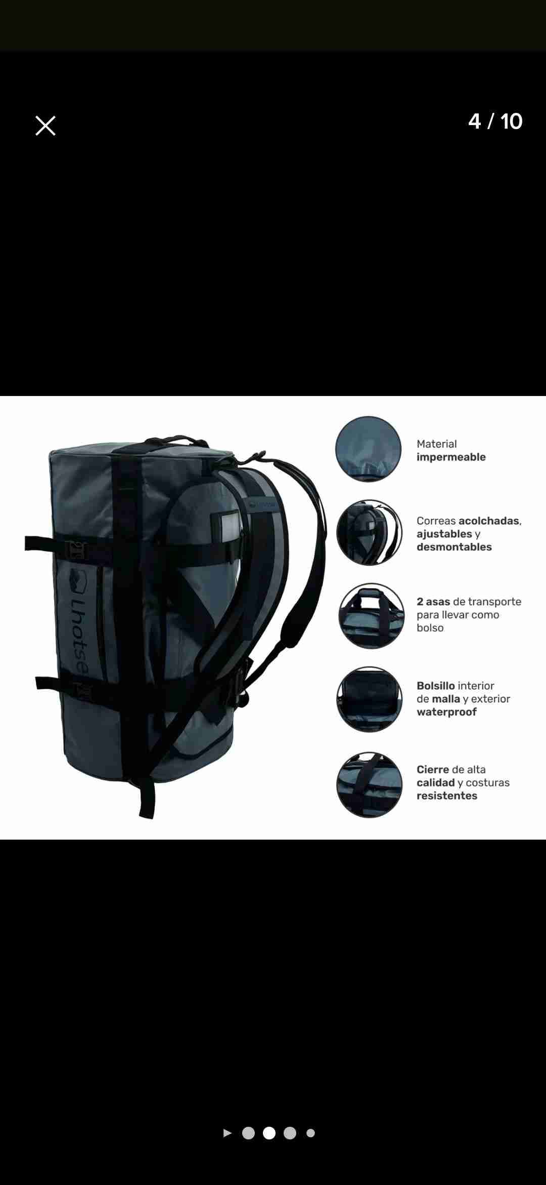 Mochila impermeable negra 30lt - miniatura 1