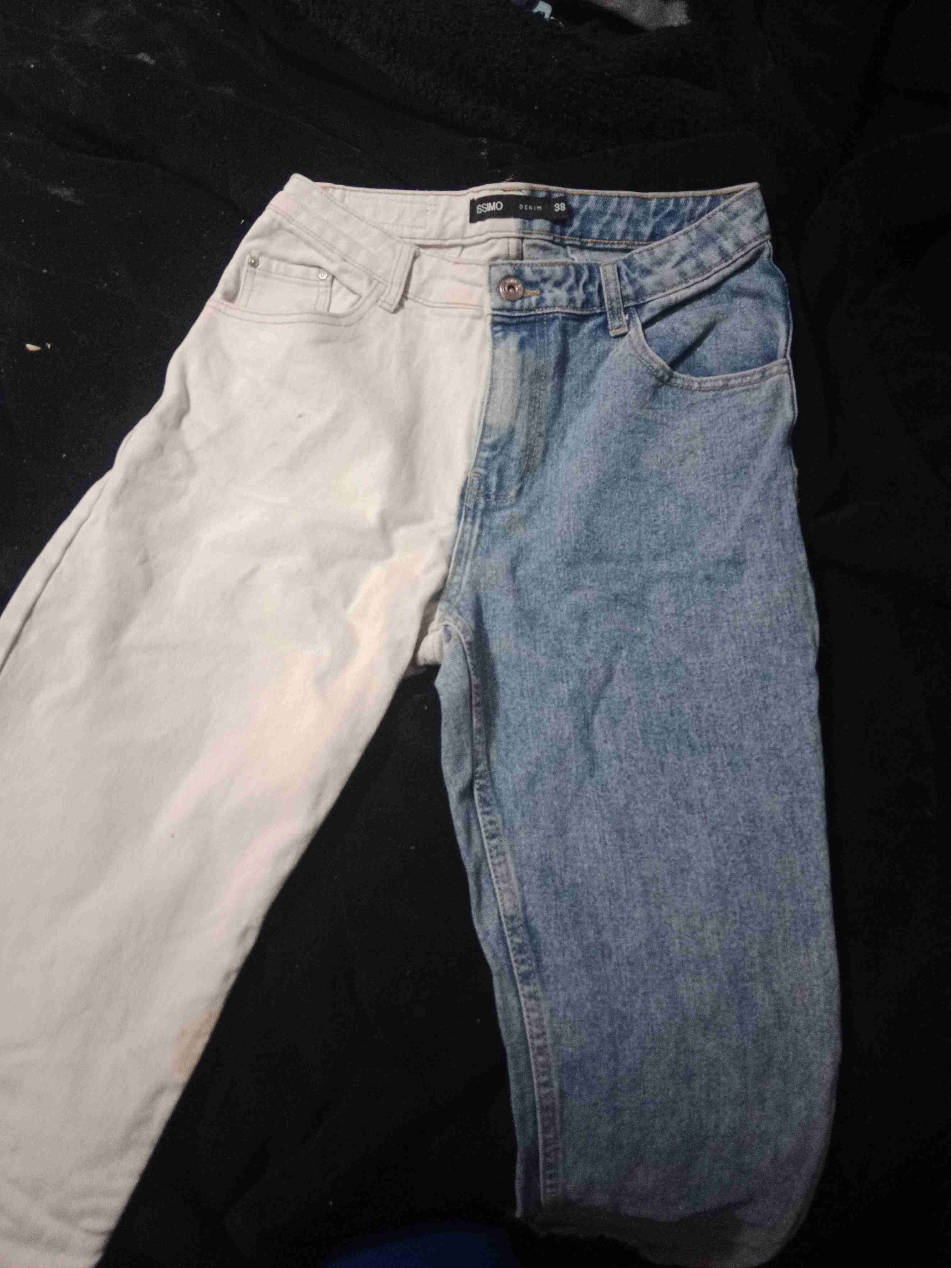 Jeans combinados de dos tonos