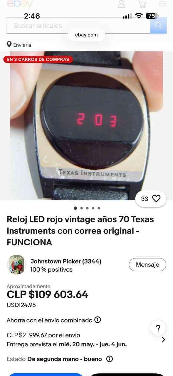 Reloj digital vintage Texas Instruments - miniatura 2