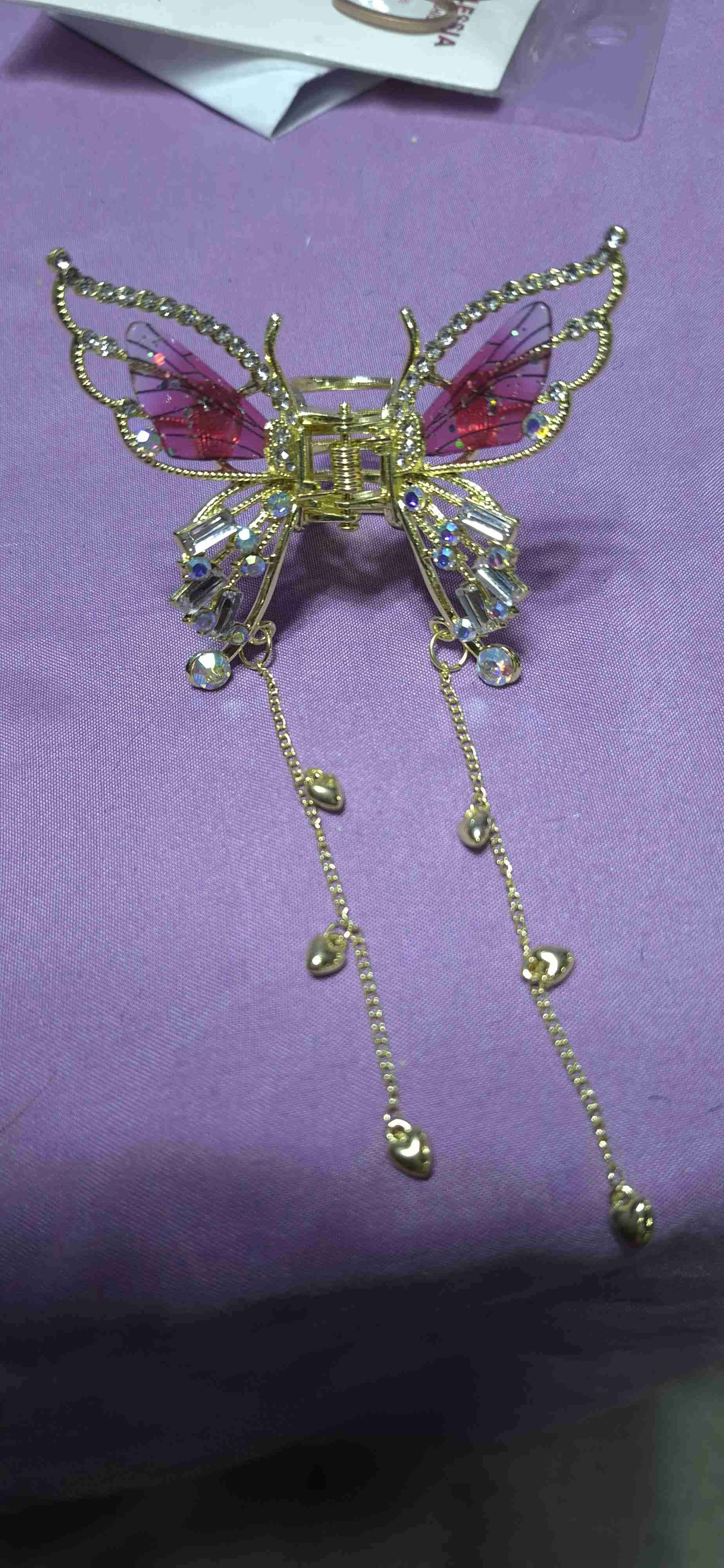 Pinche metalico mariposa dorada con gemas - miniatura 3