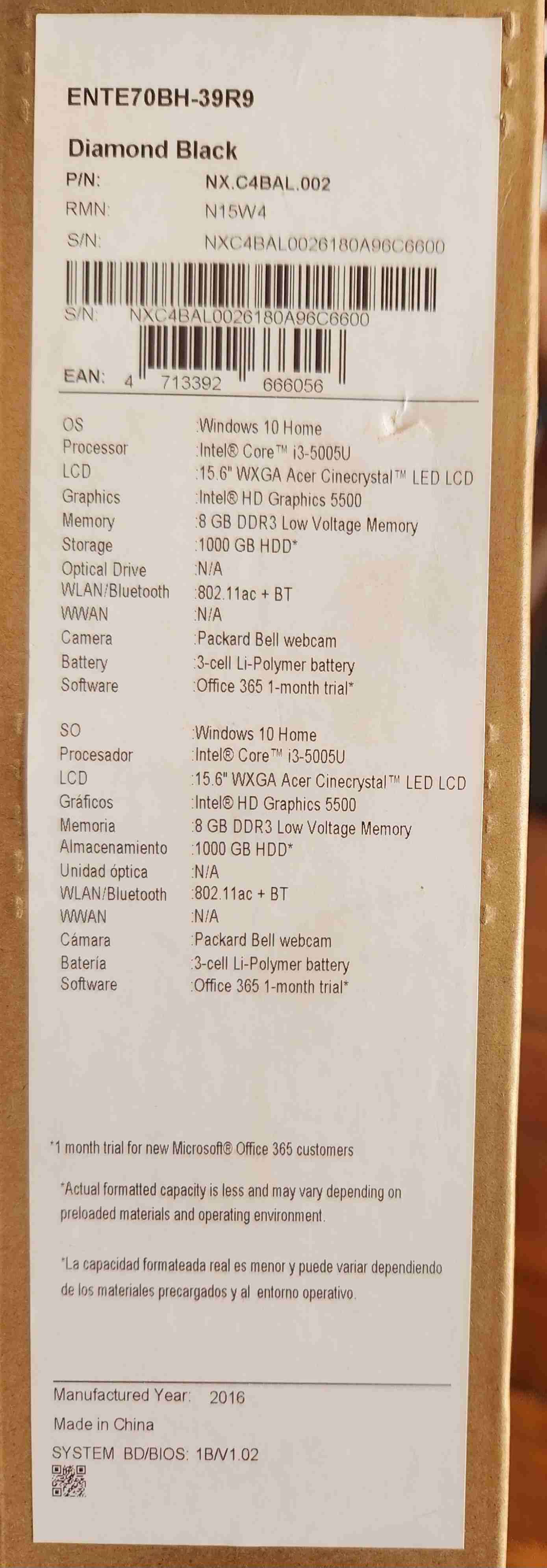 Laptop Packard Bell usado - miniatura 2