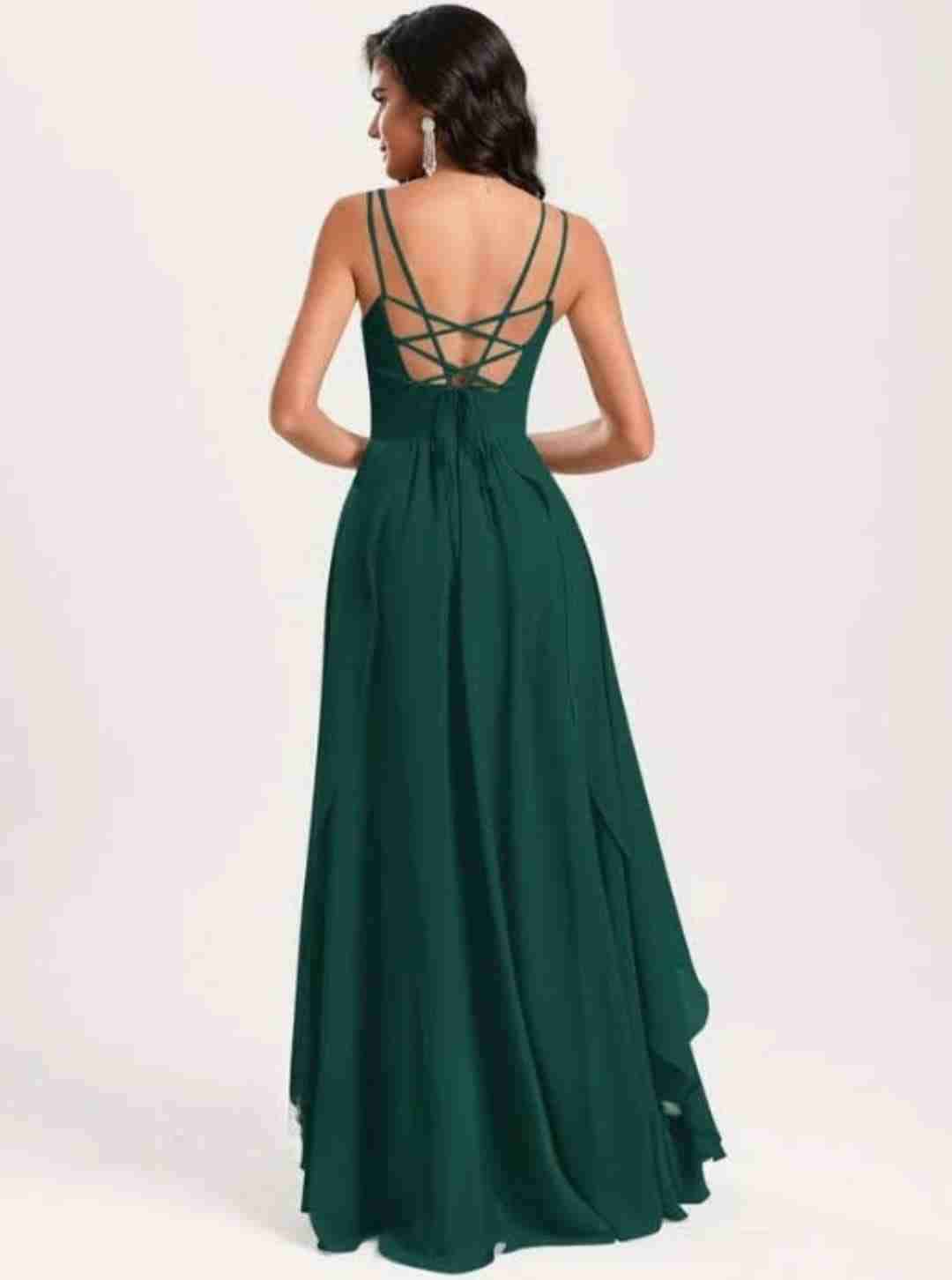 Vestido largo verde elegante - miniatura 2