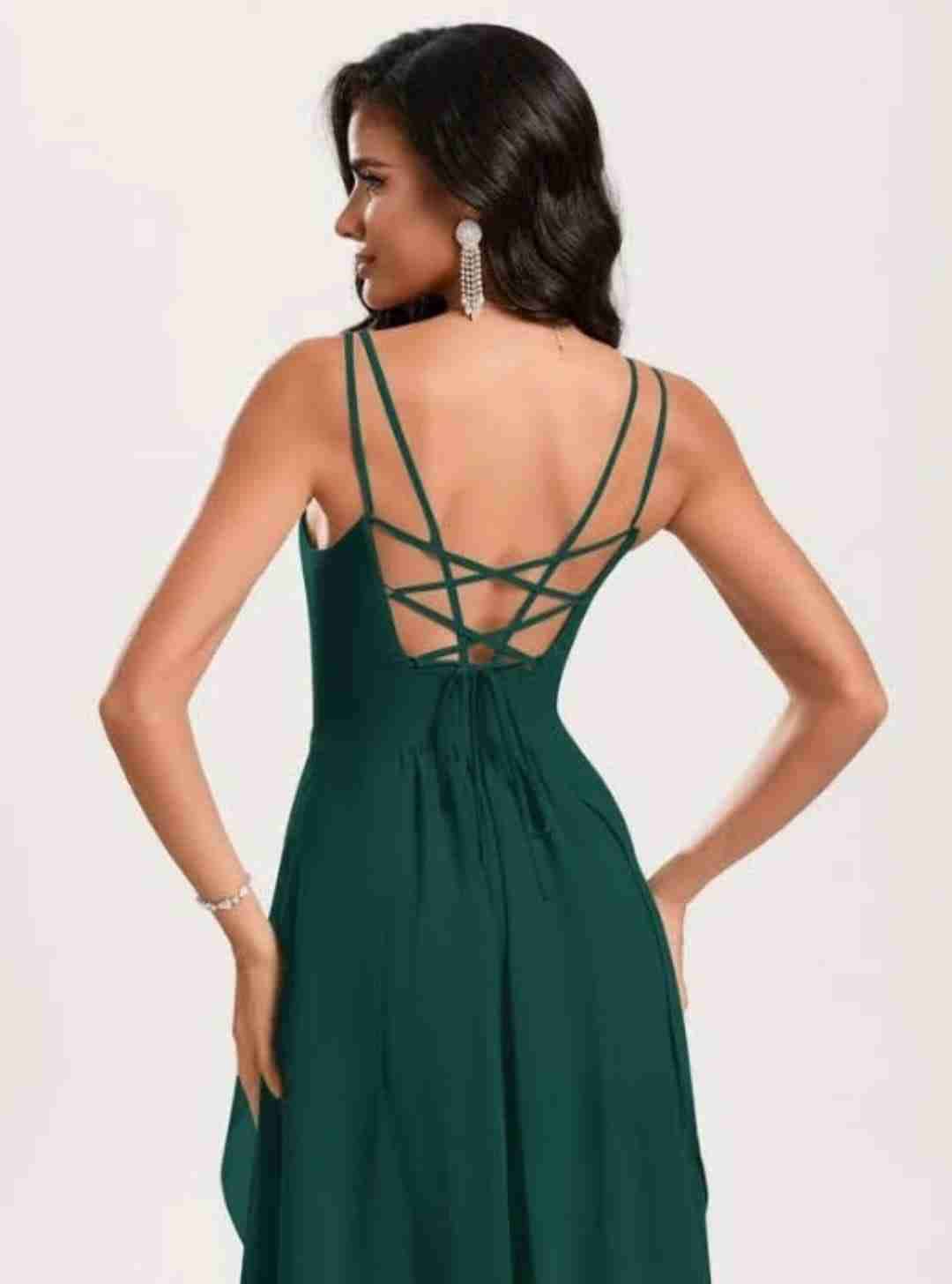 Vestido largo verde elegante - miniatura 3