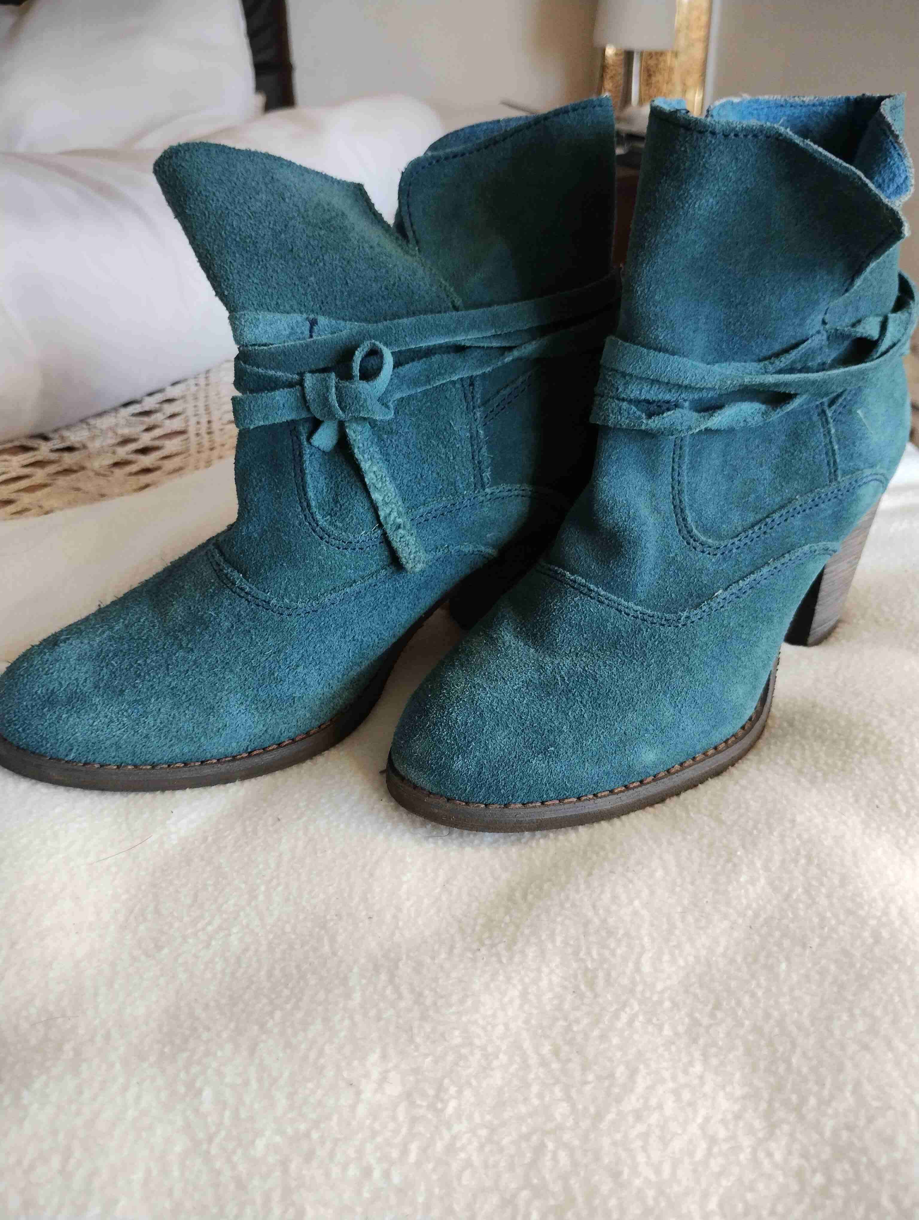 Botines de gamuza azul turquesa