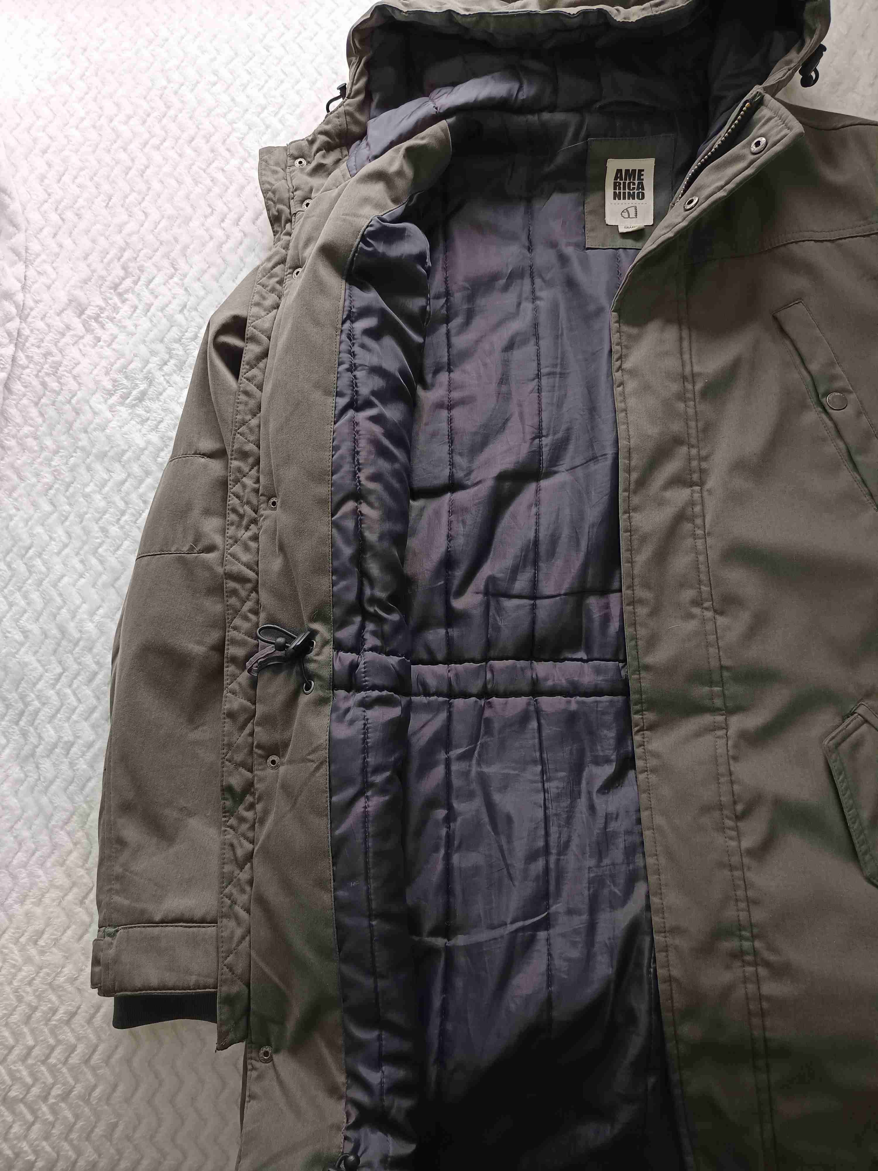 Parka larga Americanino de Hombre verde con gorro - miniatura 4