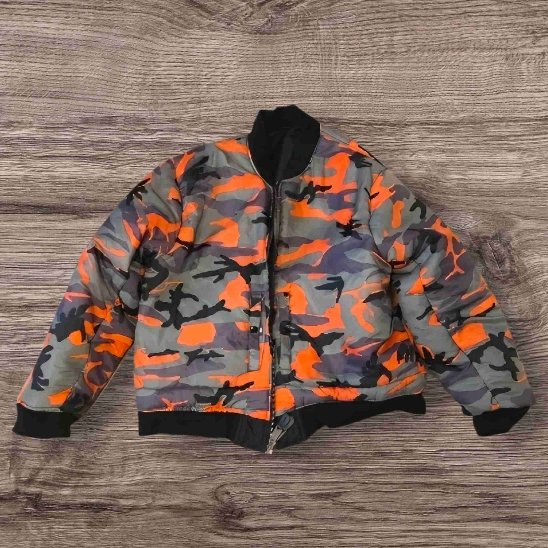 Chaqueta bomber negra vintage camuflaje - miniatura 2