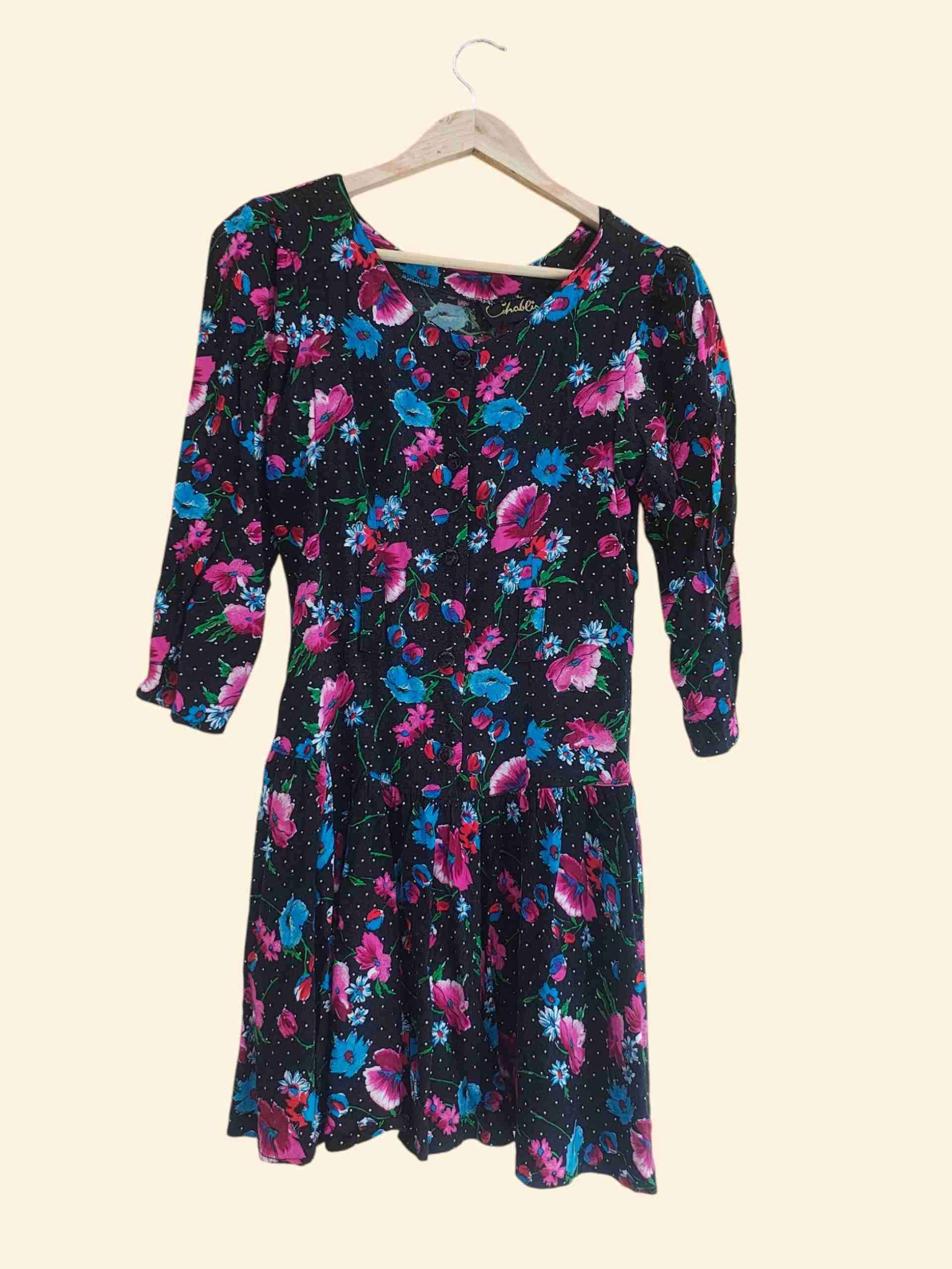Vestido floral negro - miniatura 1