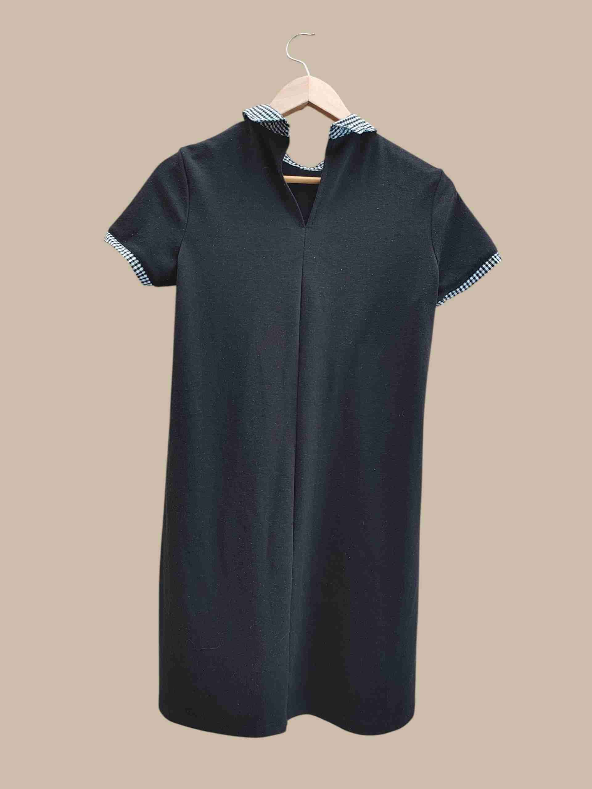 Vestido negro con cuello gingham - miniatura 2