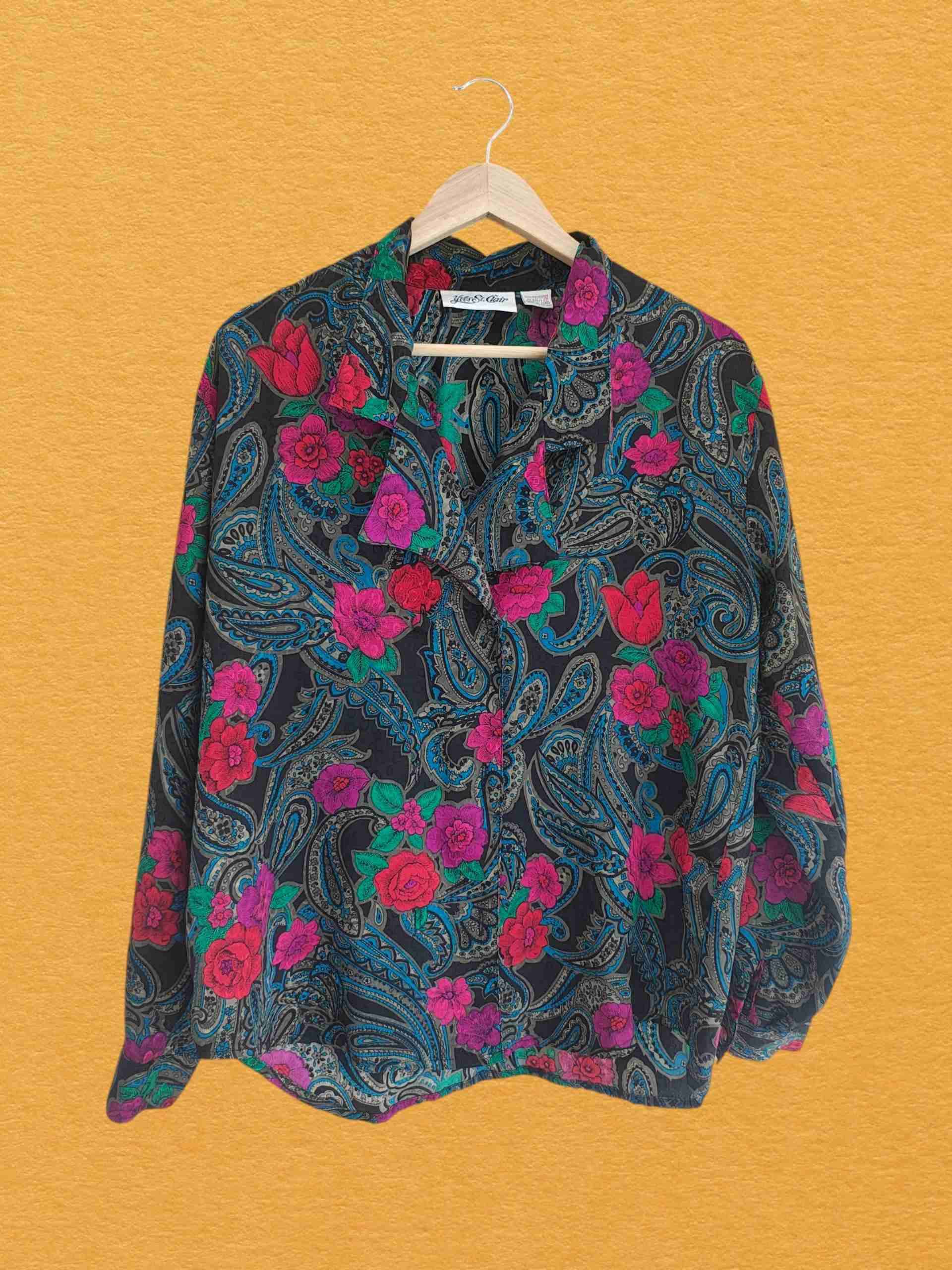 Blusa floral vintage multicolor - miniatura 1