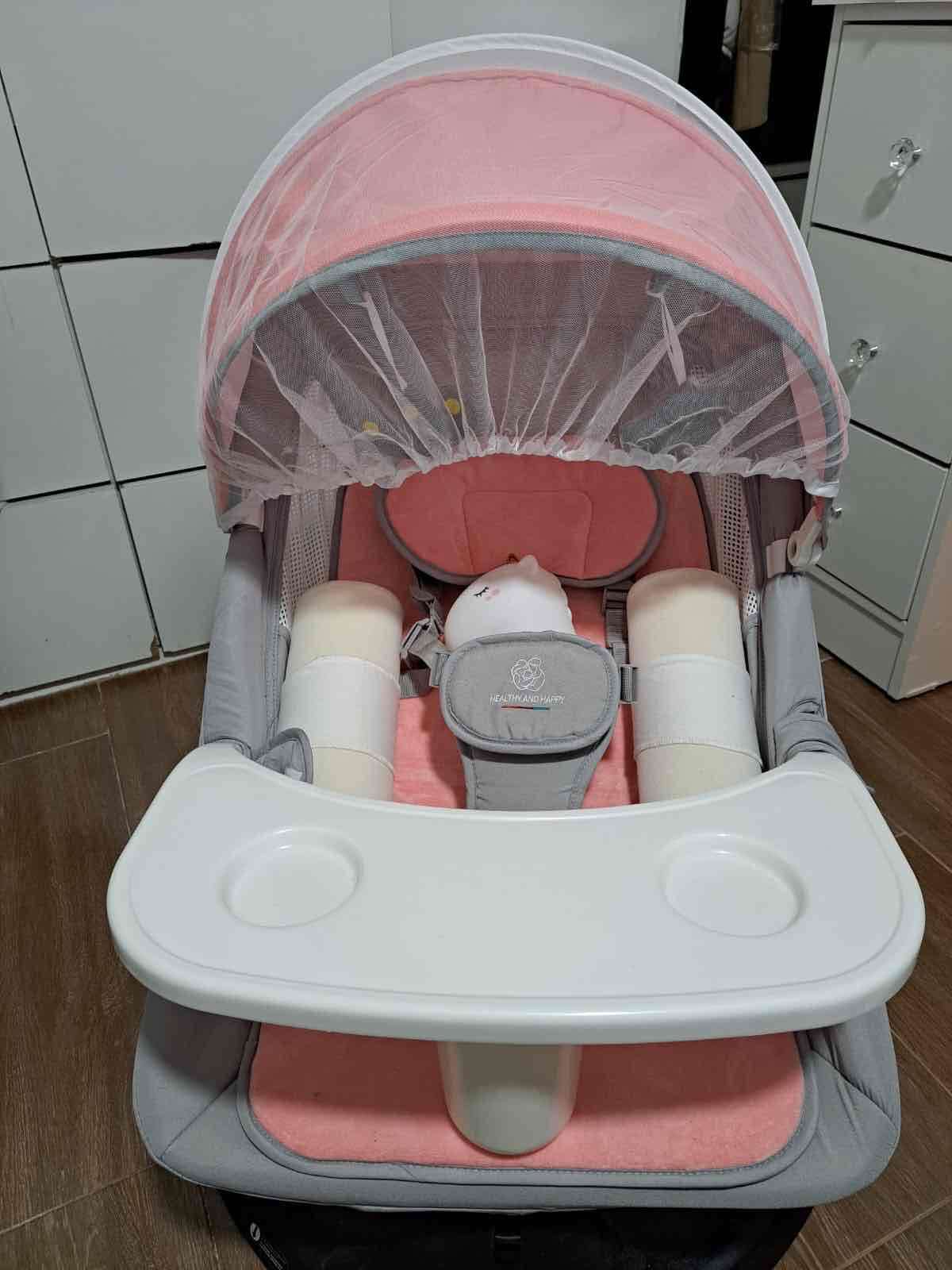 Silla mecedora para bebé rosa 4 en 1 LubabyCas - miniatura 2