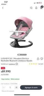 Silla mecedora para bebé rosa 4 en 1 LubabyCas - miniatura 4