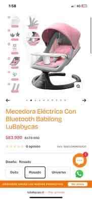 Silla mecedora para bebé rosa 4 en 1 LubabyCas - miniatura 5