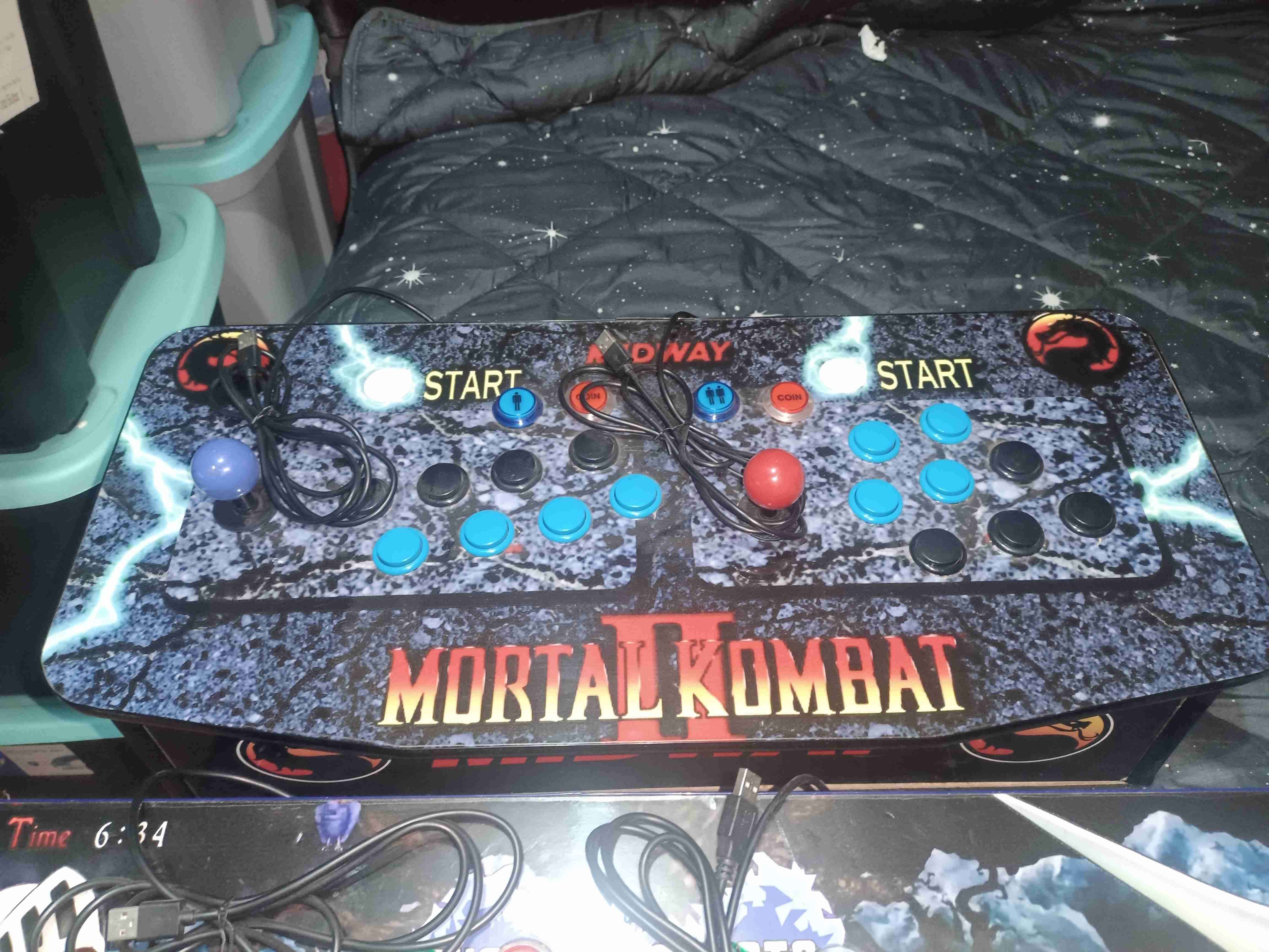 Arcade Mortal Kombat II , joystick doble control