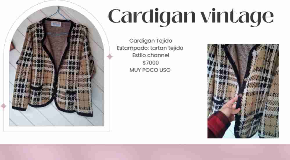 Cardigan vintage tartán