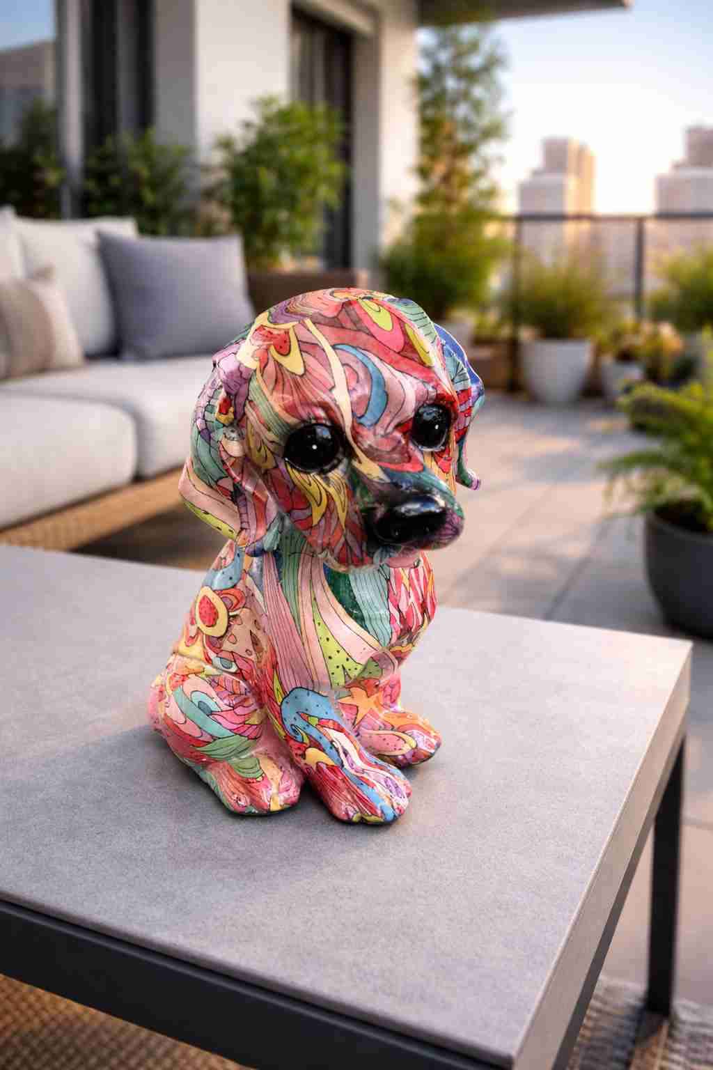 Escultura de resina perro decorativo colorido - miniatura 2