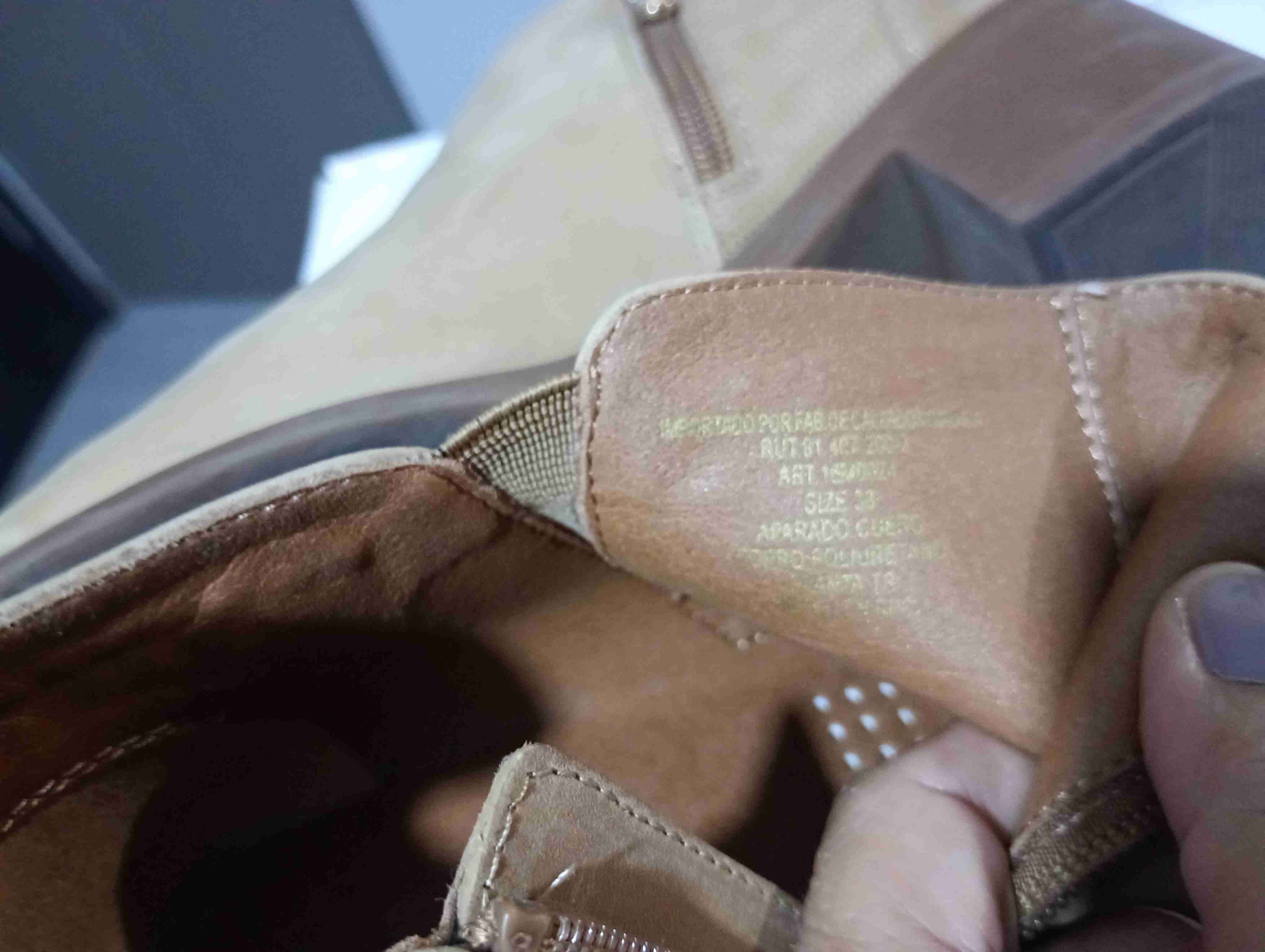 Botines de cuero beige con tacón - miniatura 3