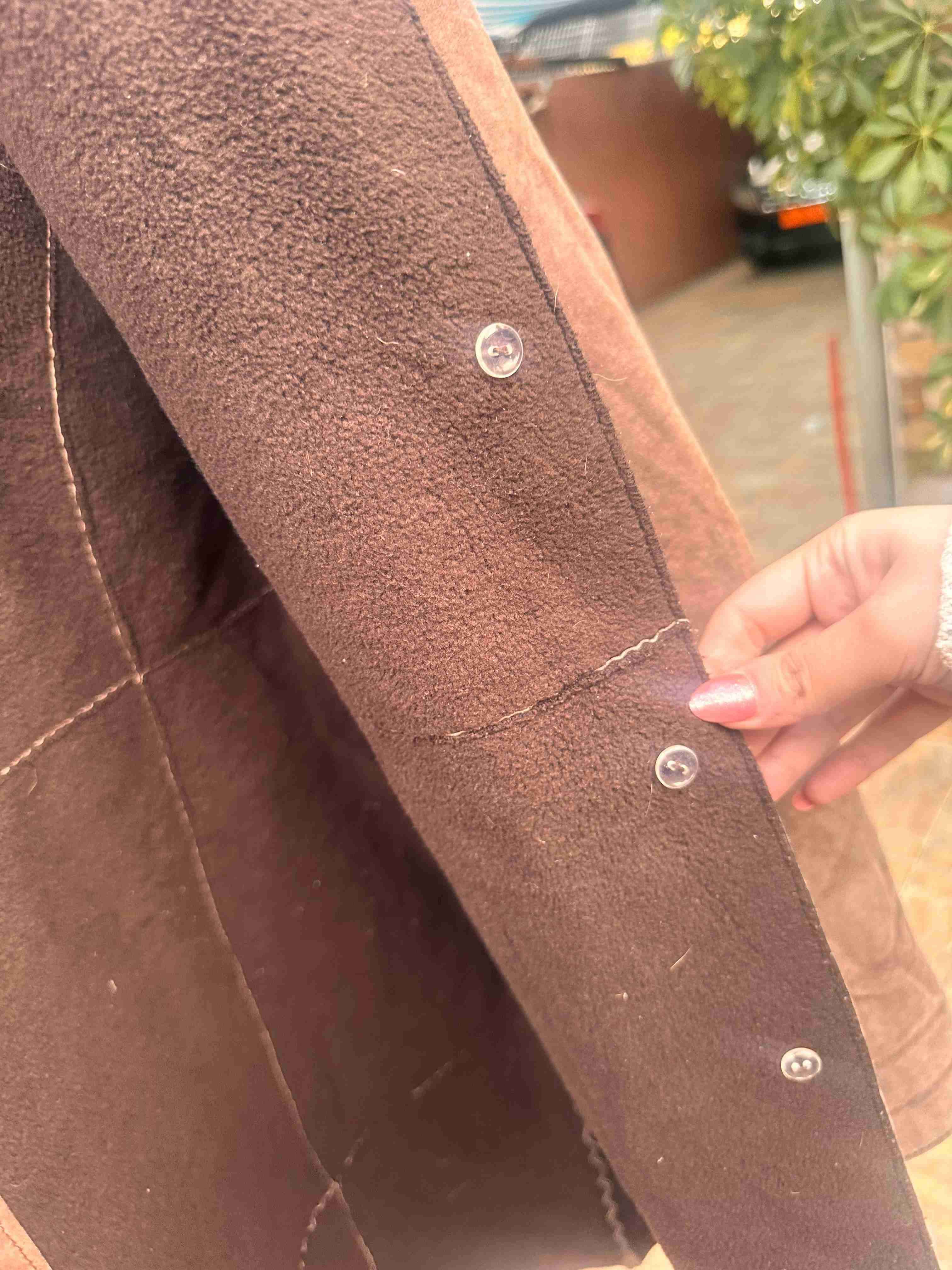 Abrigo de cuero marrón gamuza - miniatura 6