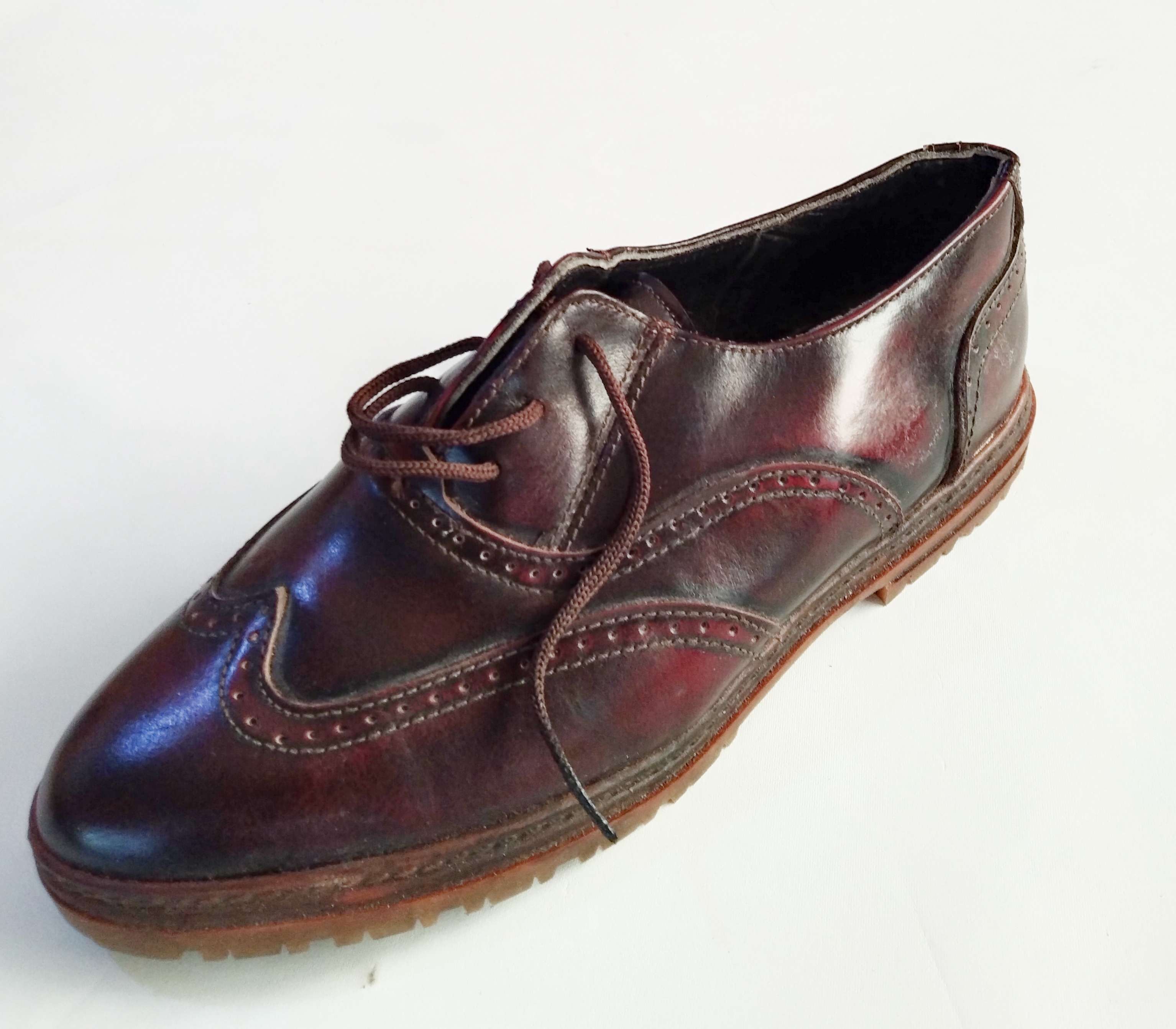 Zapato Oxford de cuero marrón 31   Y 33 - miniatura 1
