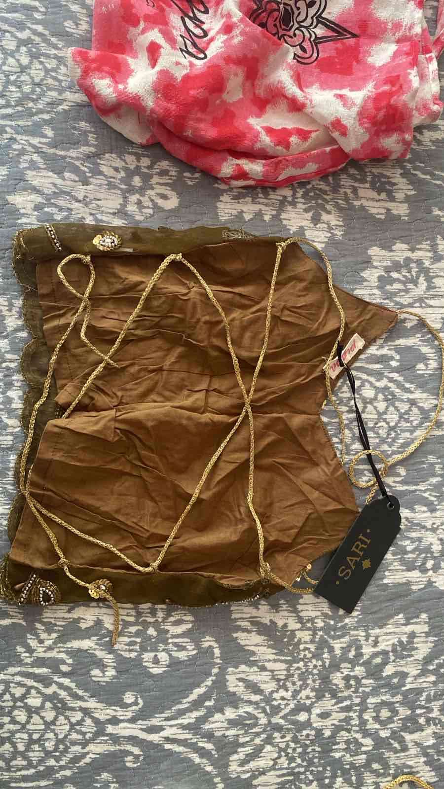 Blusa bordada seda color verde oliva/café PIPPA - miniatura 2