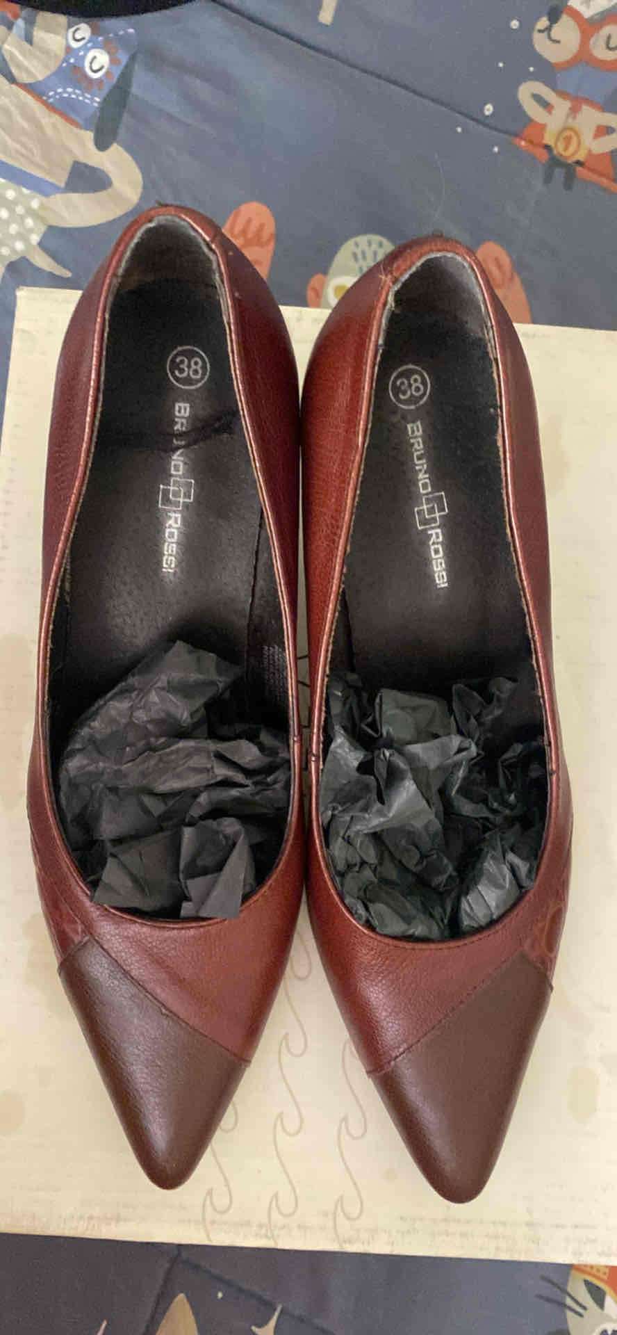 Zapatos de cuero café/burdeo Bruno Rossi - miniatura 1