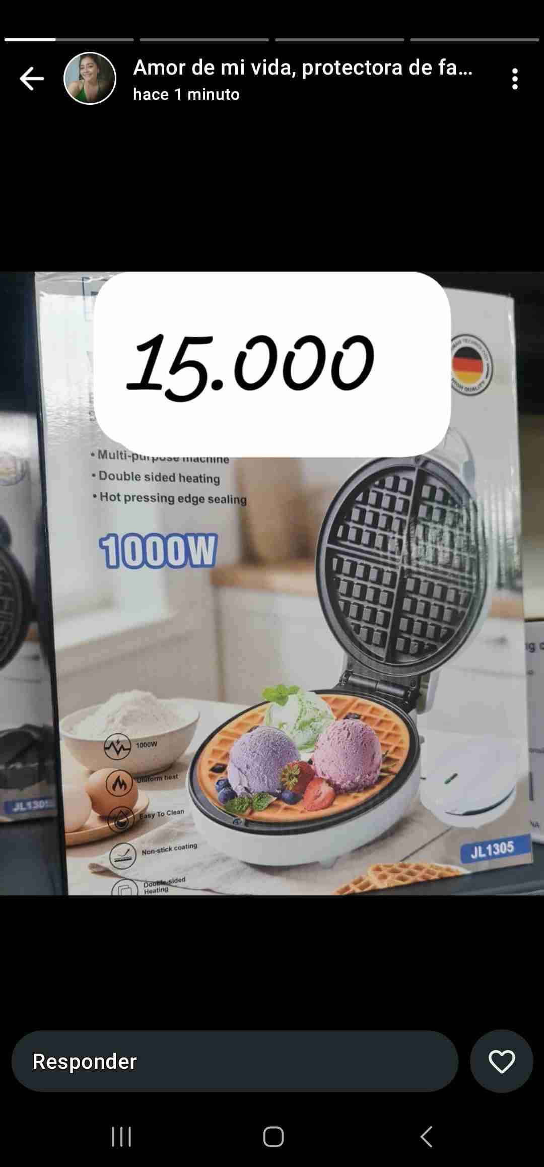 Máquina para hacer waffles 1000W