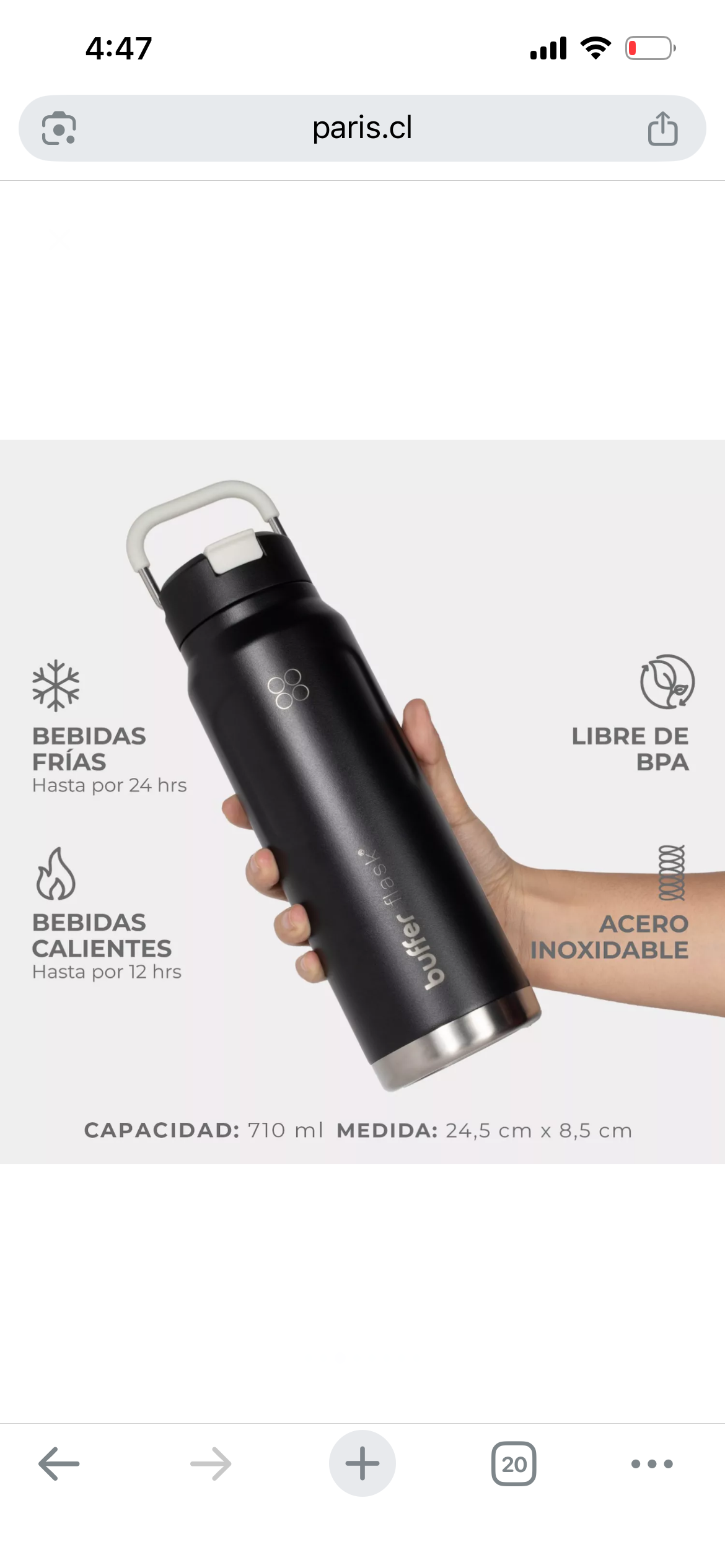 Botella térmica Buffer negra - miniatura 2