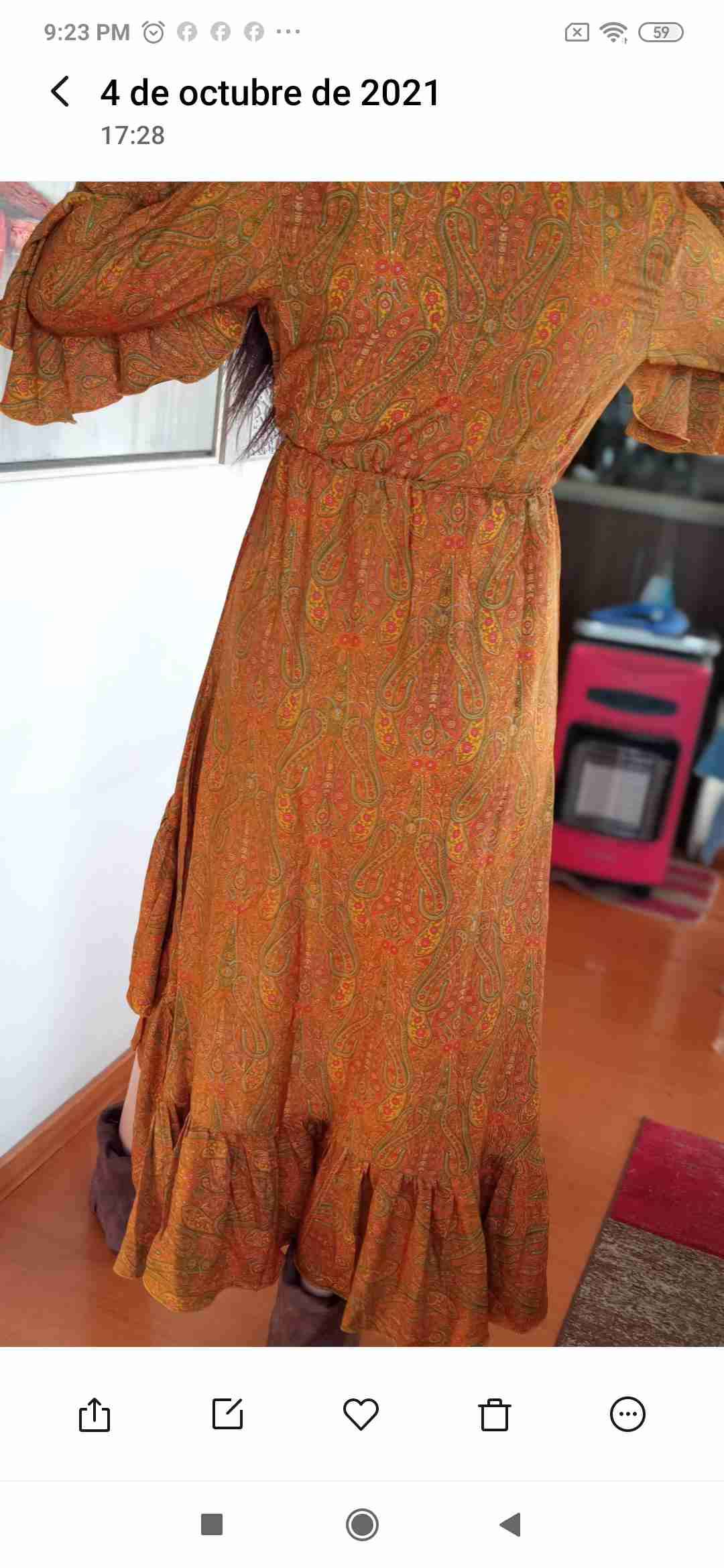 Vestido bohemio estampado marrón - miniatura 2