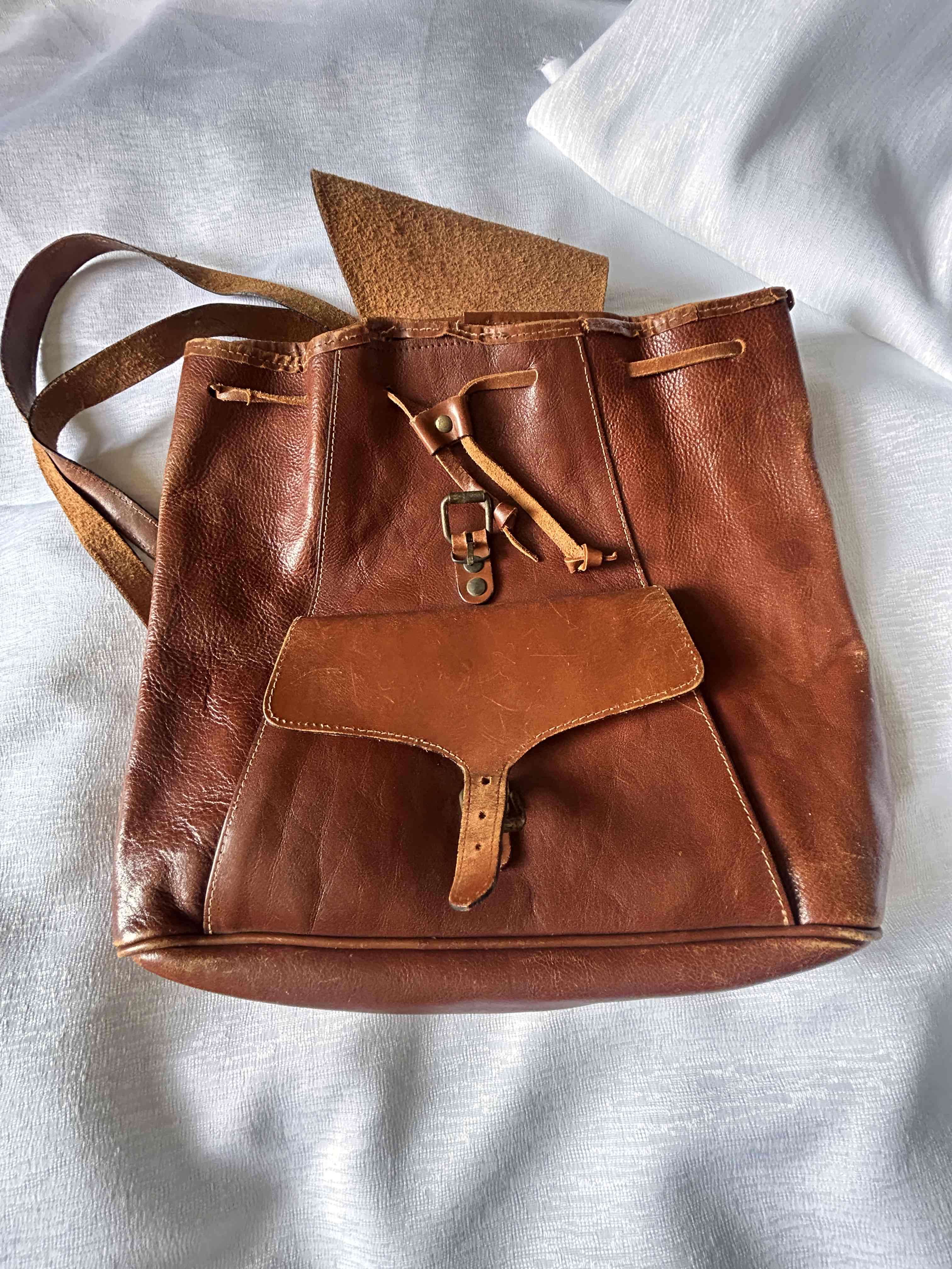 Bolso de cuero vintage marrón - miniatura 1