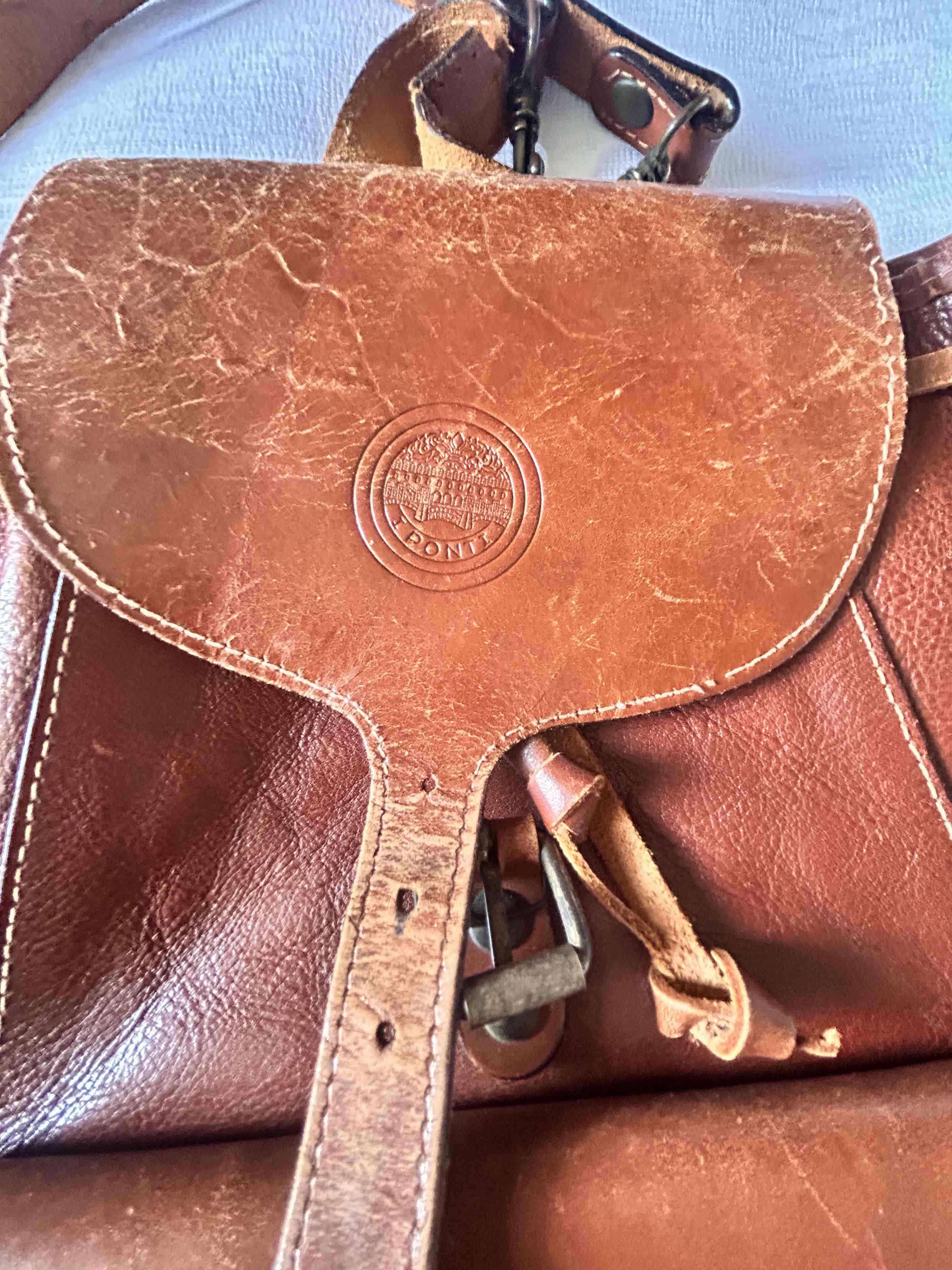 Bolso de cuero vintage marrón - miniatura 2