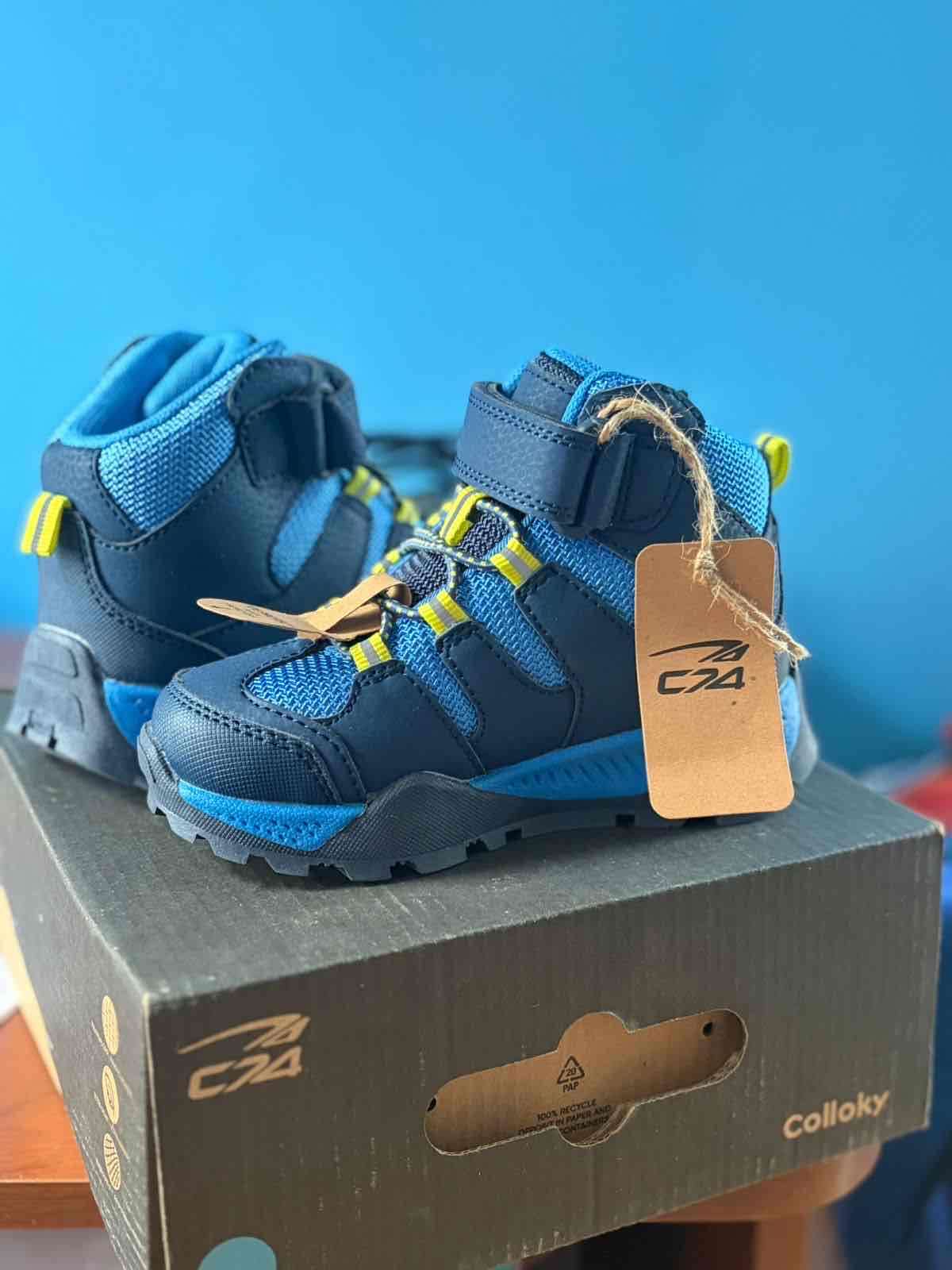 Botas de niños azul con velcro - miniatura 1