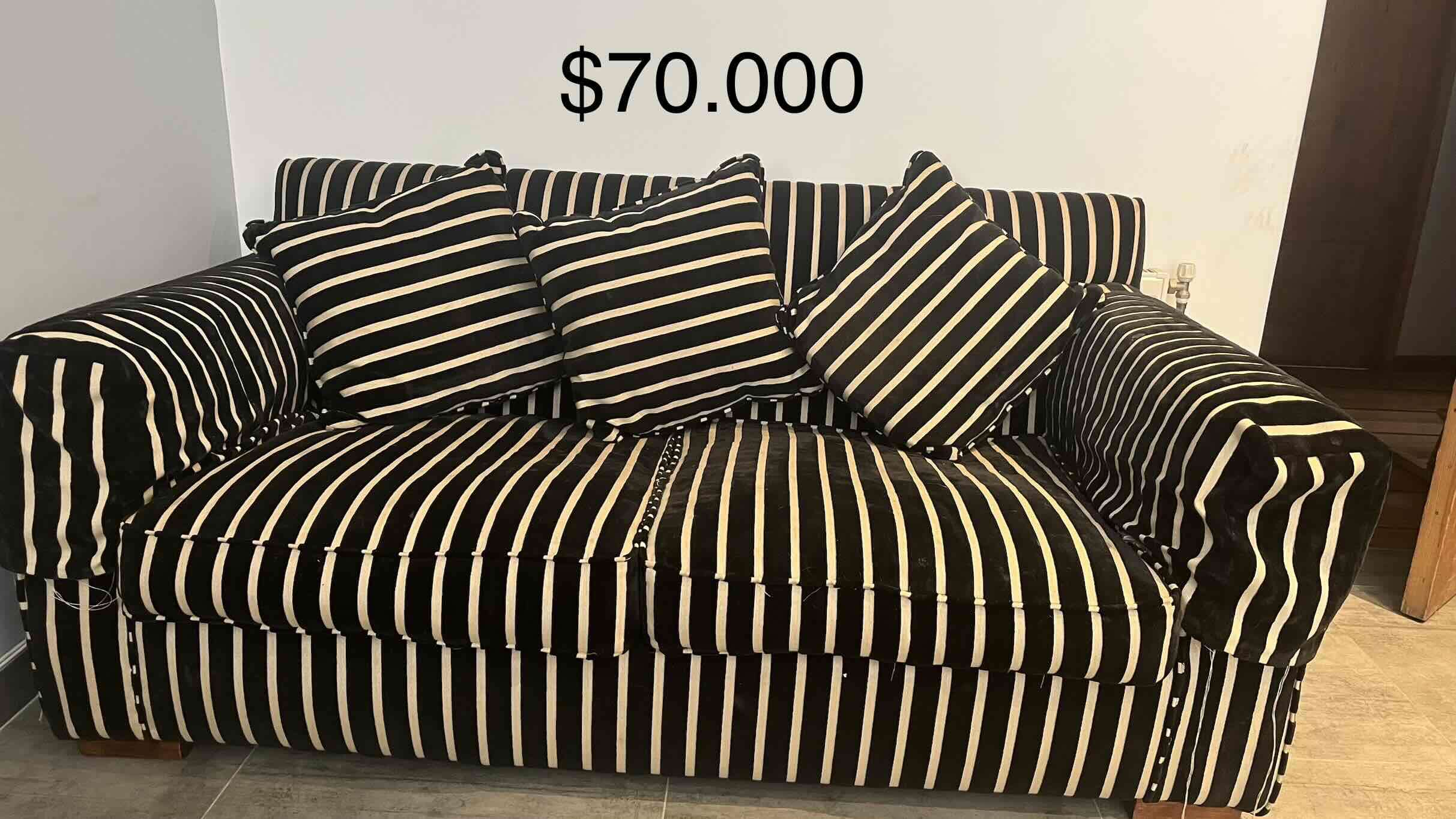 Sofá rayado blanco y negro - miniatura 4