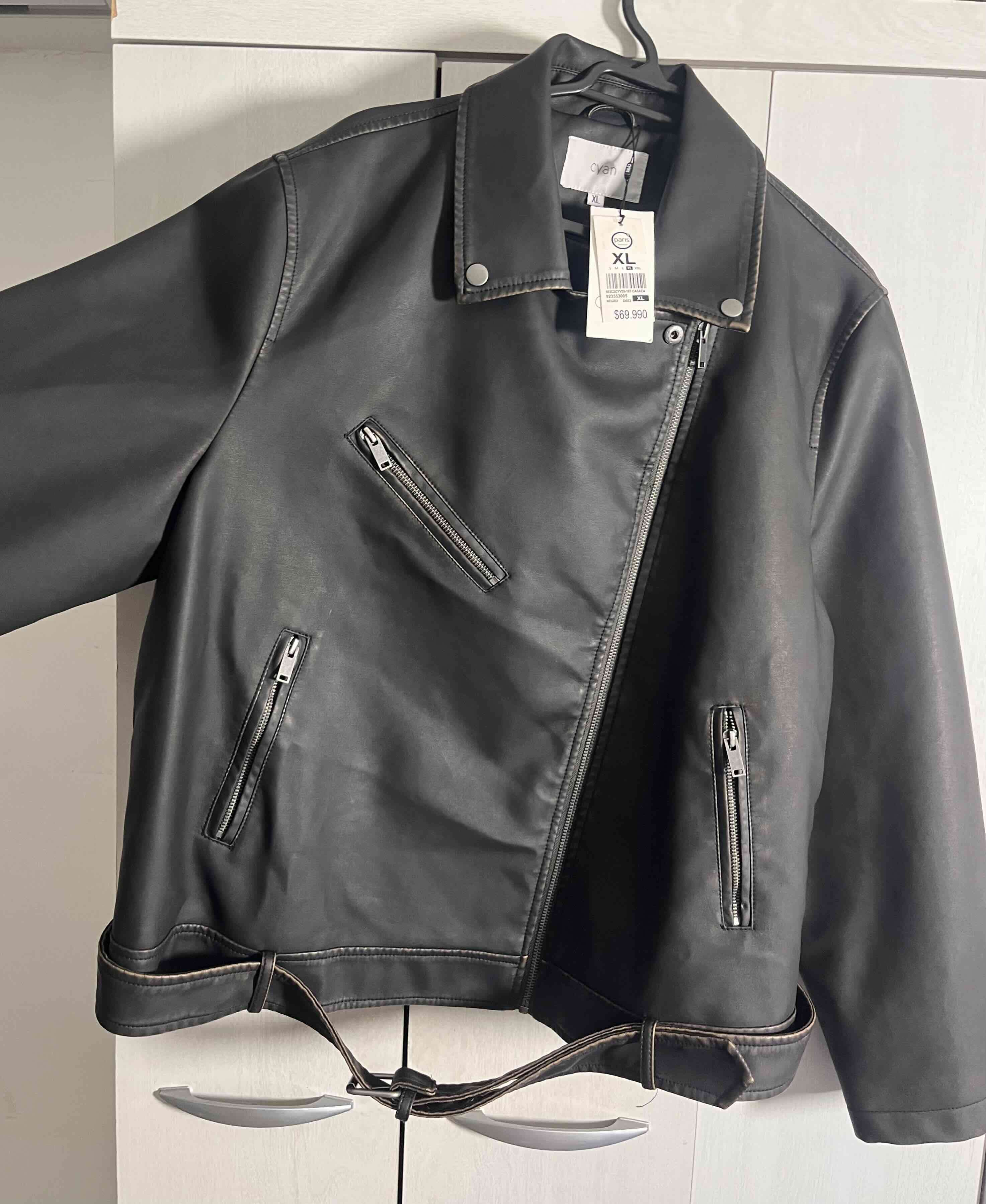 Chaqueta negra de cuero sintético XL - miniatura 2