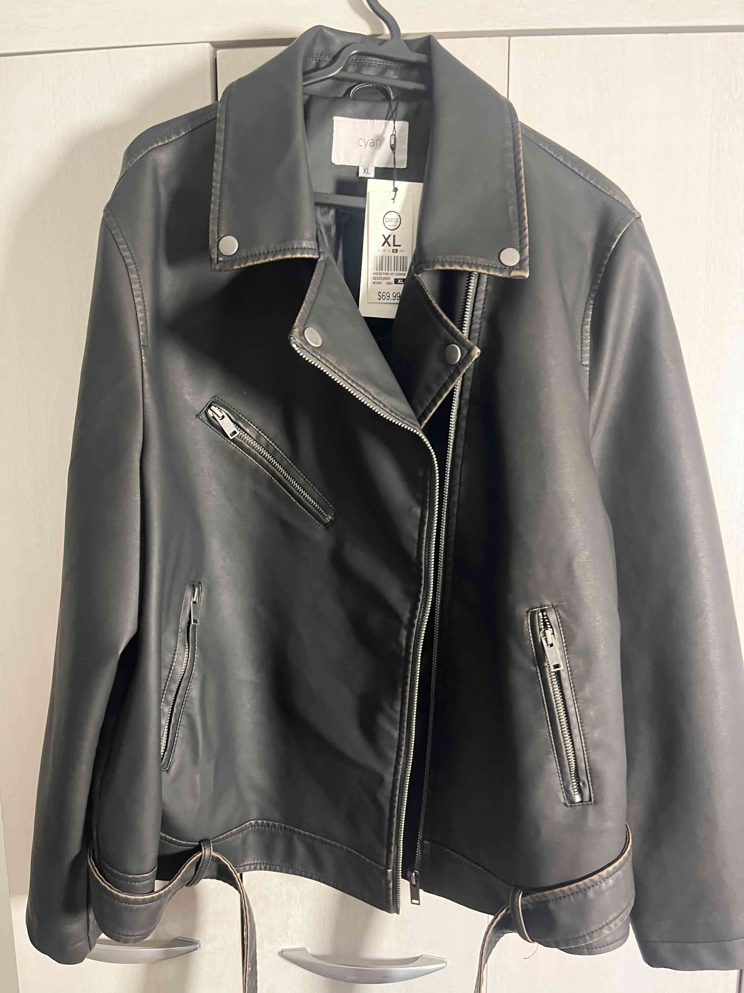 Chaqueta negra de cuero sintético XL - miniatura 3